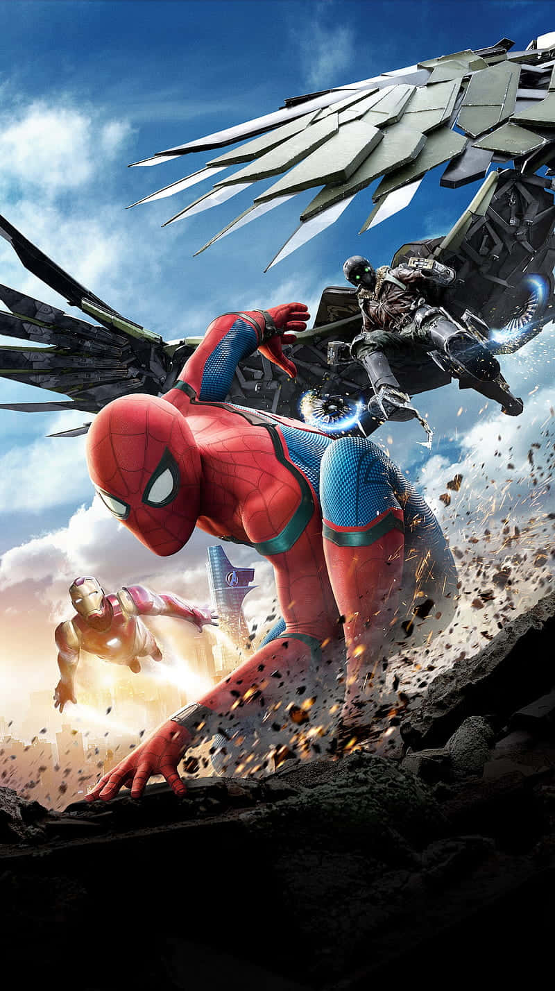 Ilduo Imbattibile Di Marvel: Spider-man E Iron Man. Sfondo