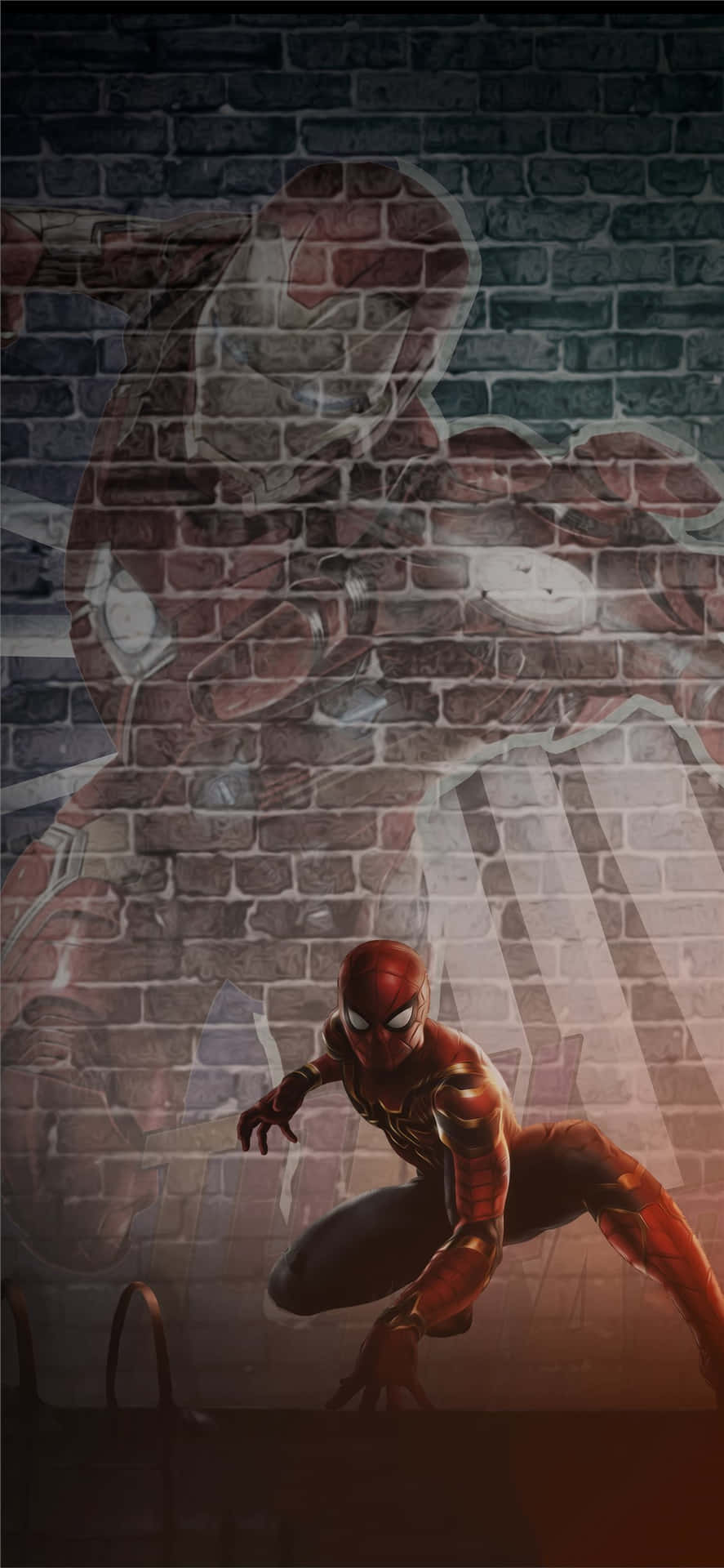 Iron Man og Spider-Man står klar til at beskytte verden på dette ultra-moderne tapet. Wallpaper