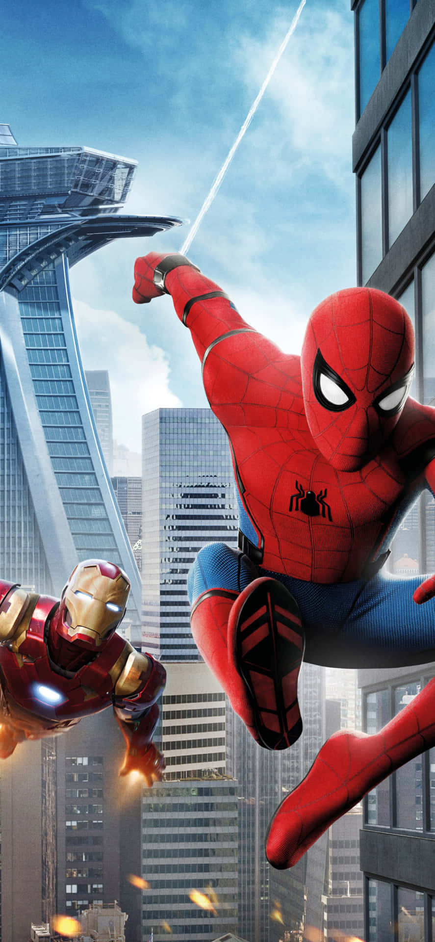 Spiderman E Iron Man Si Uniscono Per Combattere. Sfondo
