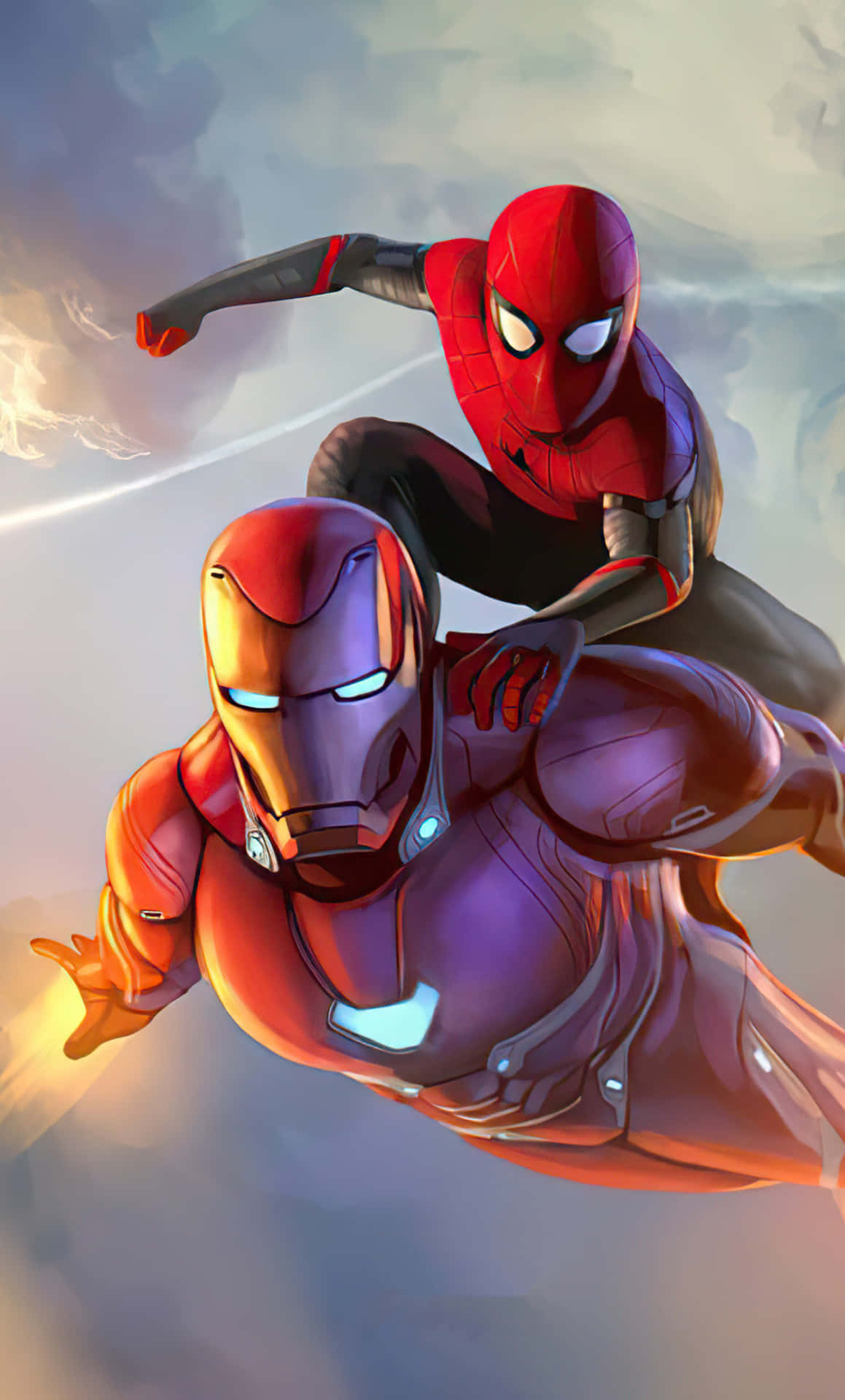 Spider Man and Iron Man team up to take justice on the streets Wallpaper