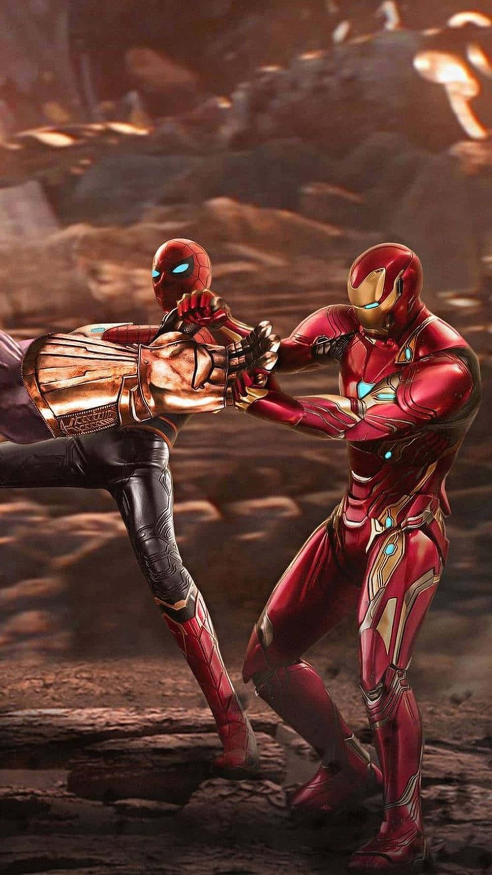 Spiderman E Iron Man Si Uniscono Per Proteggere Il Mondo Sfondo