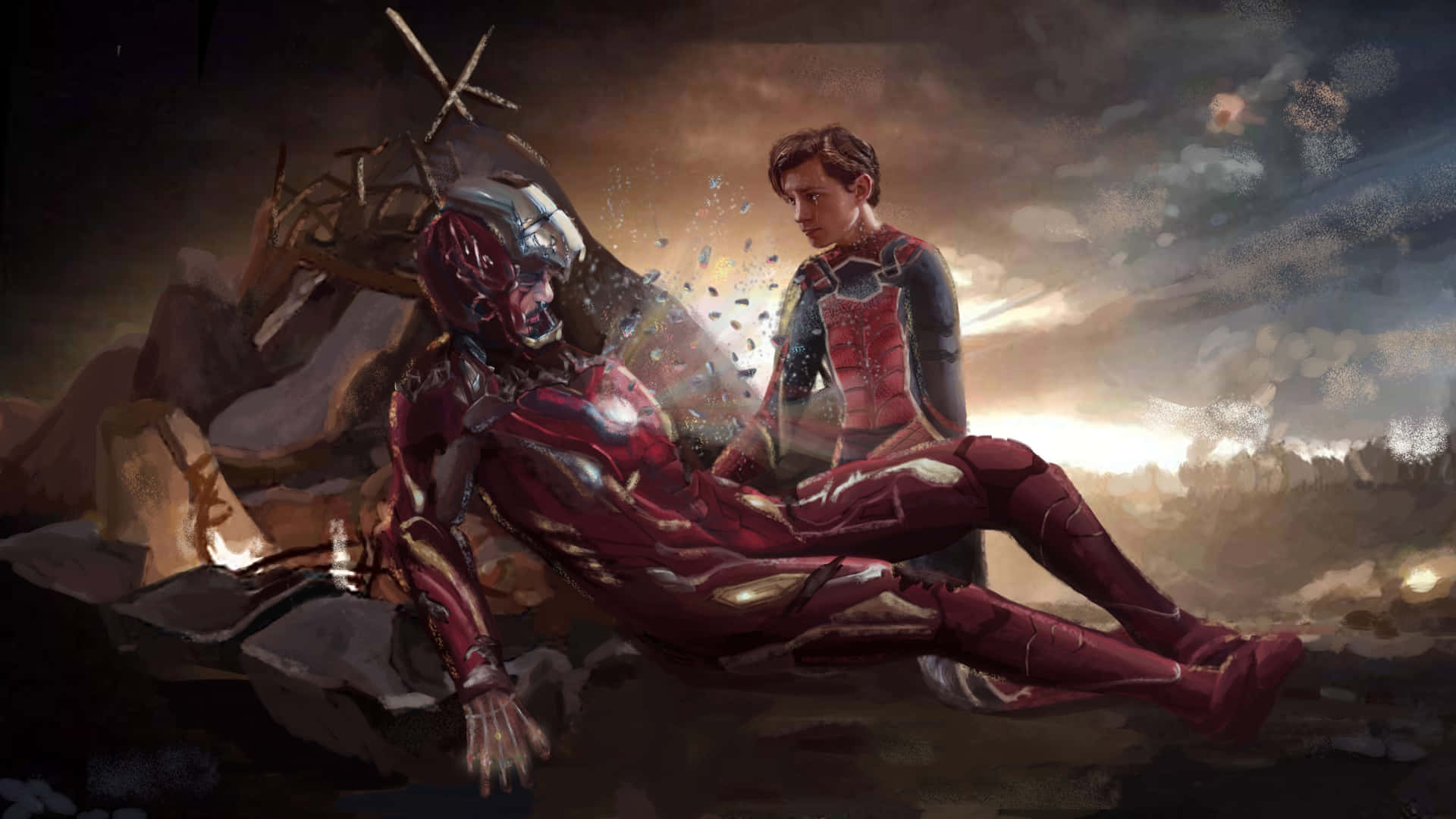 Spider Man og Iron Man går sammen for at beskytte borgerne i New York! Wallpaper