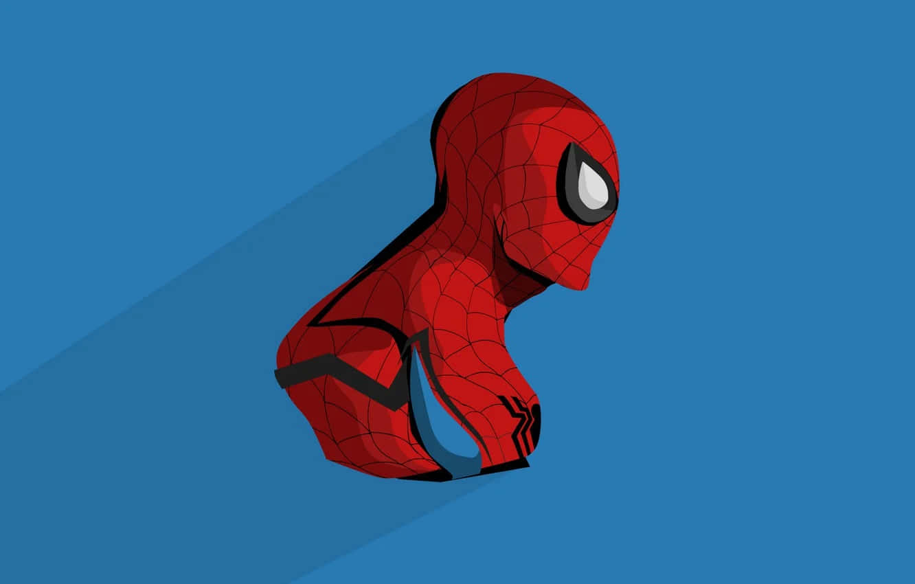 Spiderman En Su Icónico Traje Azul Y Rojo Balanceándose Por La Ciudad. Fondo de pantalla