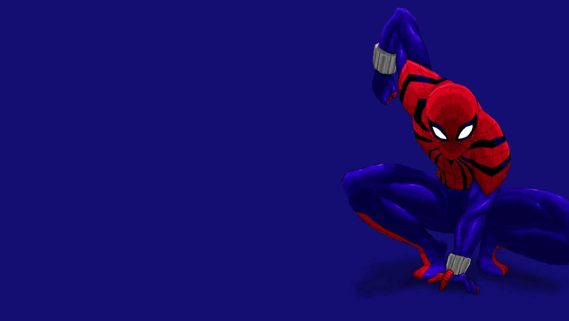 Spiderman Azul Balanceándose Por La Ciudad. Fondo de pantalla