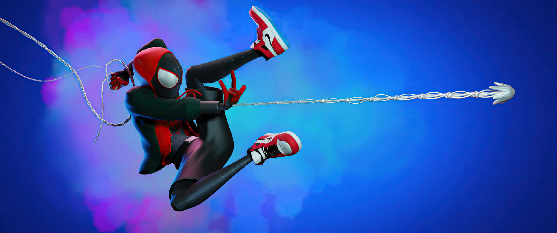 Spiderman Balanceándose A Través Del Paisaje Nocturno De La Ciudad. Fondo de pantalla