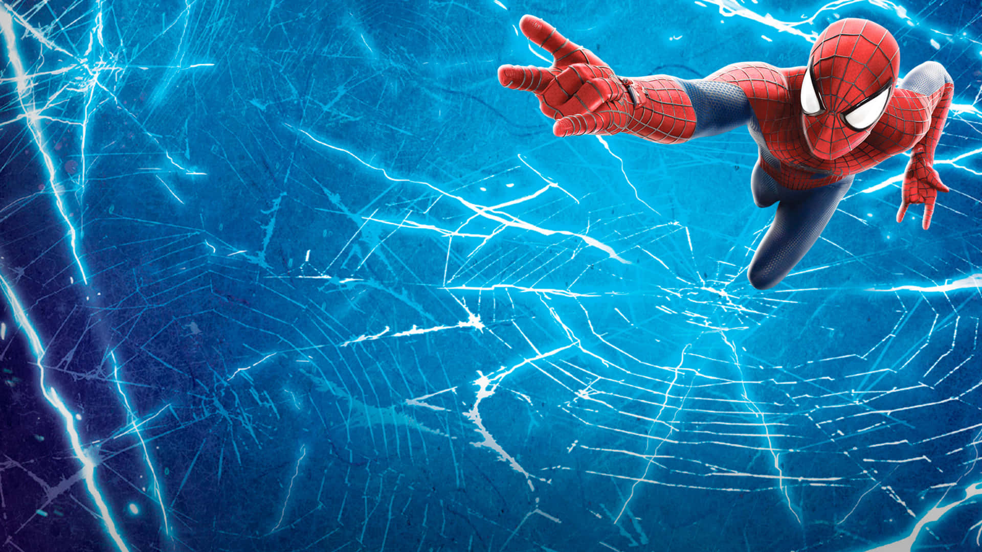 Spiderman Azul Espectacular En Acción. Fondo de pantalla