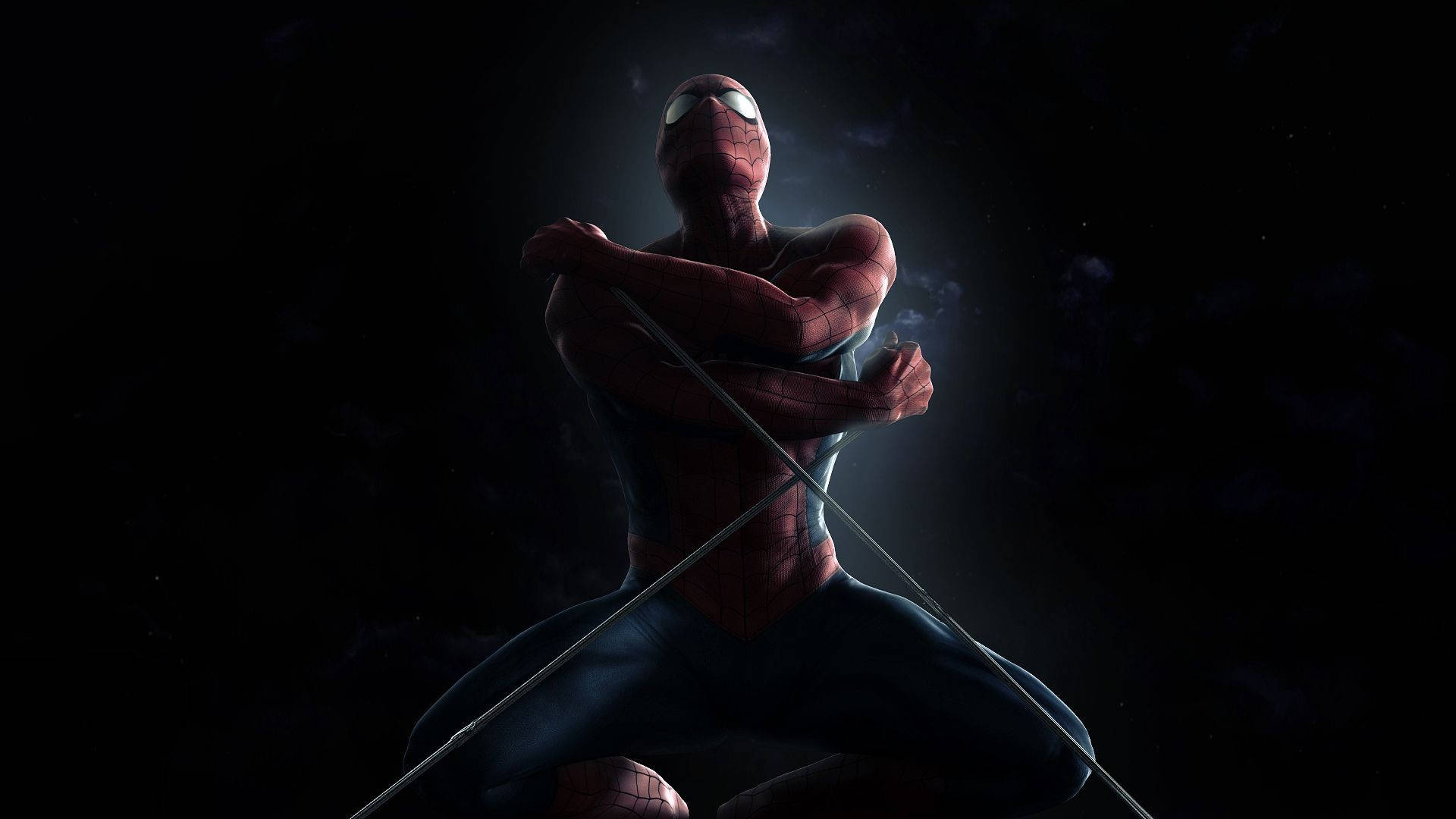 Spider Man Bøjer Sine Arme Wallpaper