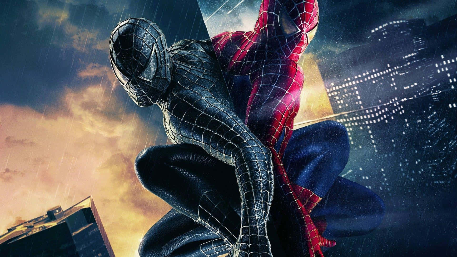 Spiderman Con La Tuta Nera Del Simbionte Su Computer Sfondo