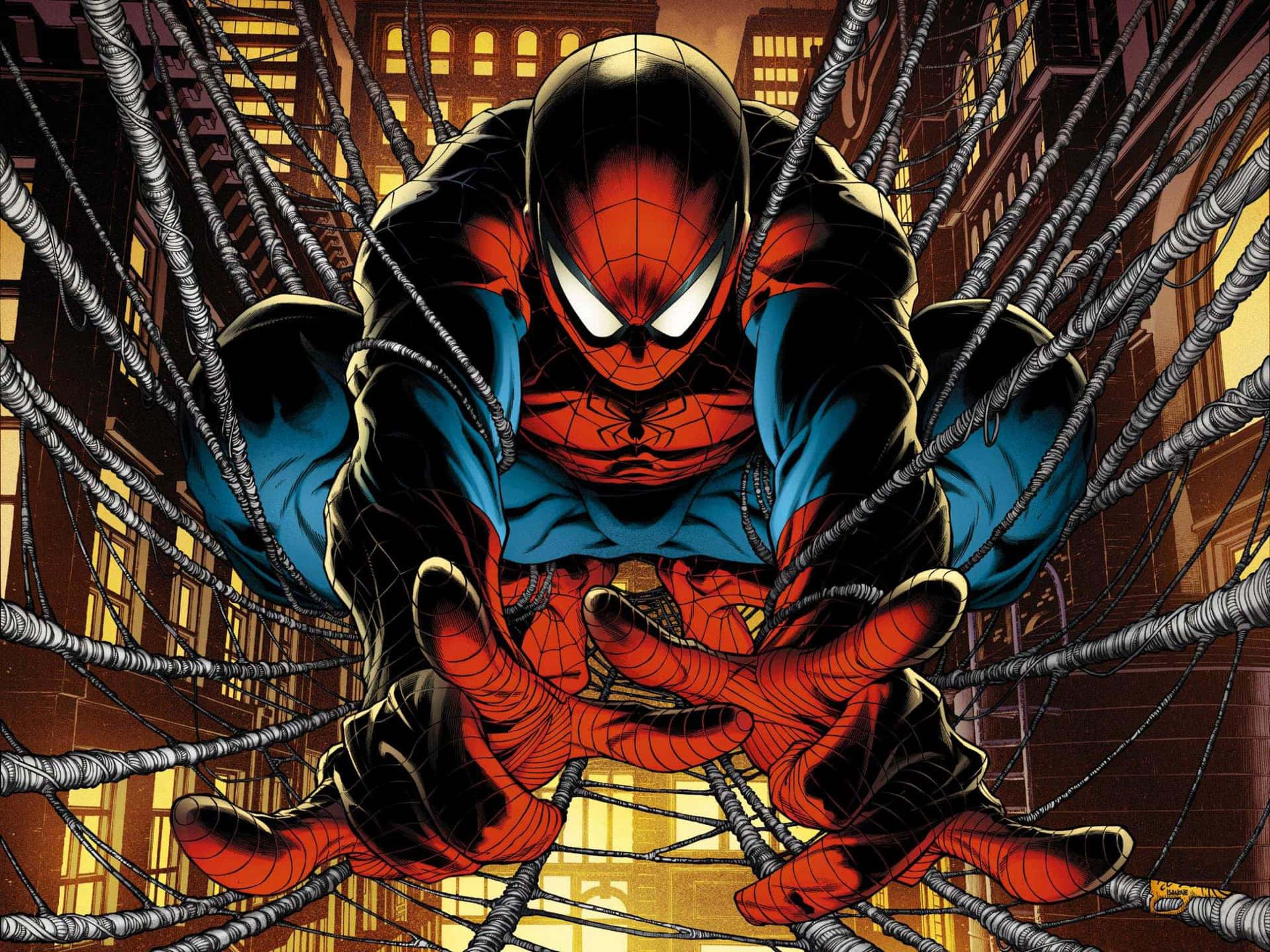 Image  Spider-Man on His Laptop Wallpaper