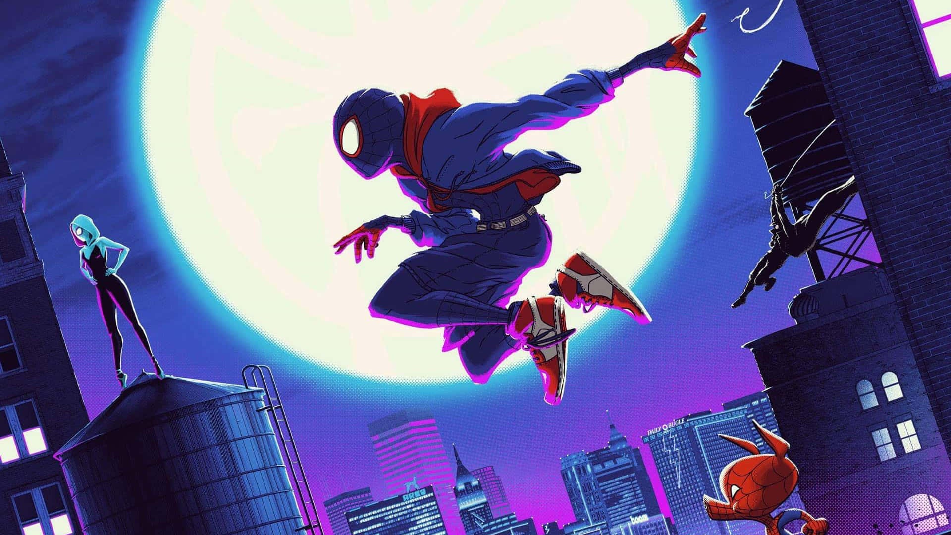 Spiderman showing off his cool moves Wallpaper