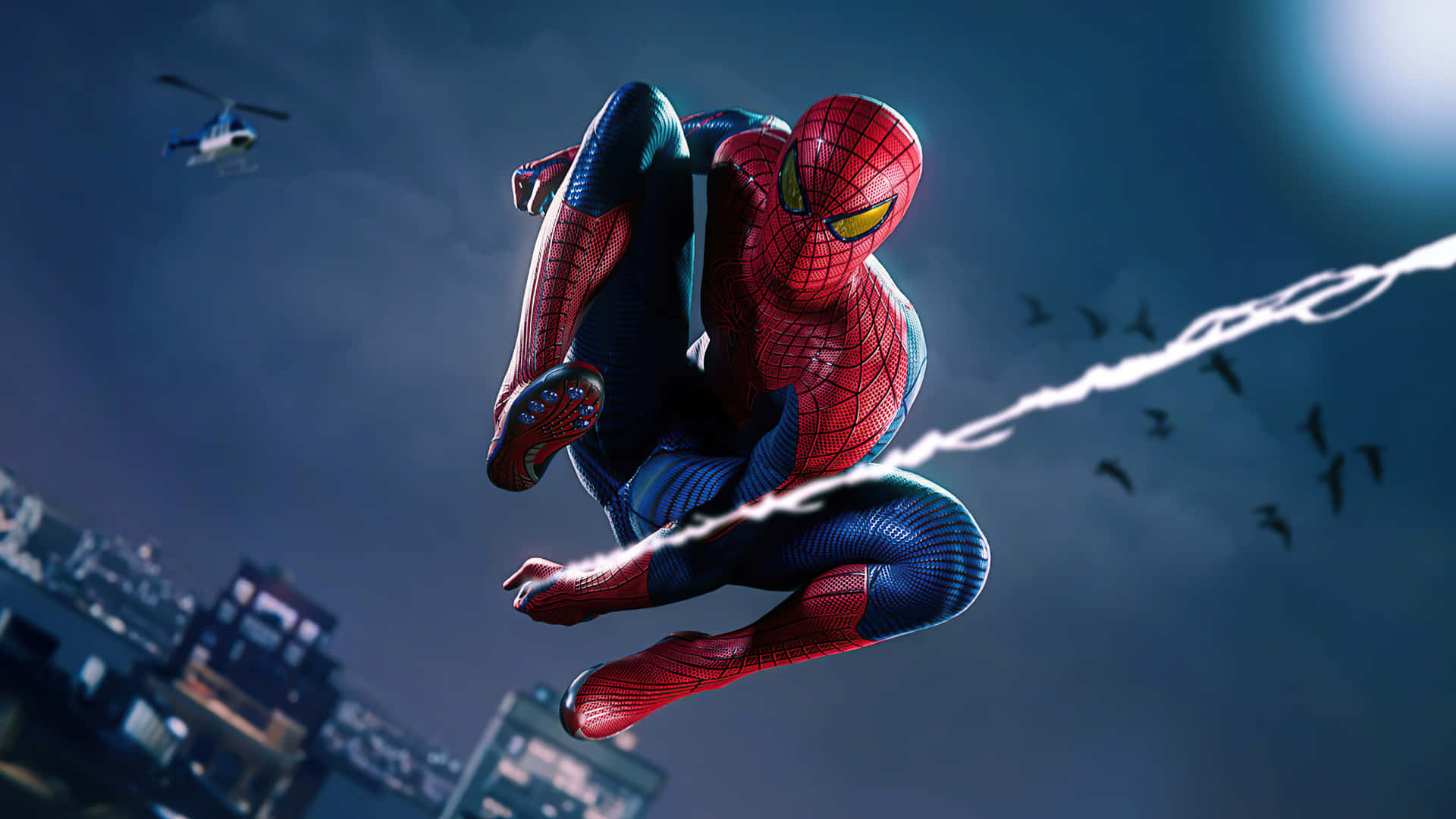 Spiderman Lanzando Telarañas De Manera Impresionante Fondo de pantalla