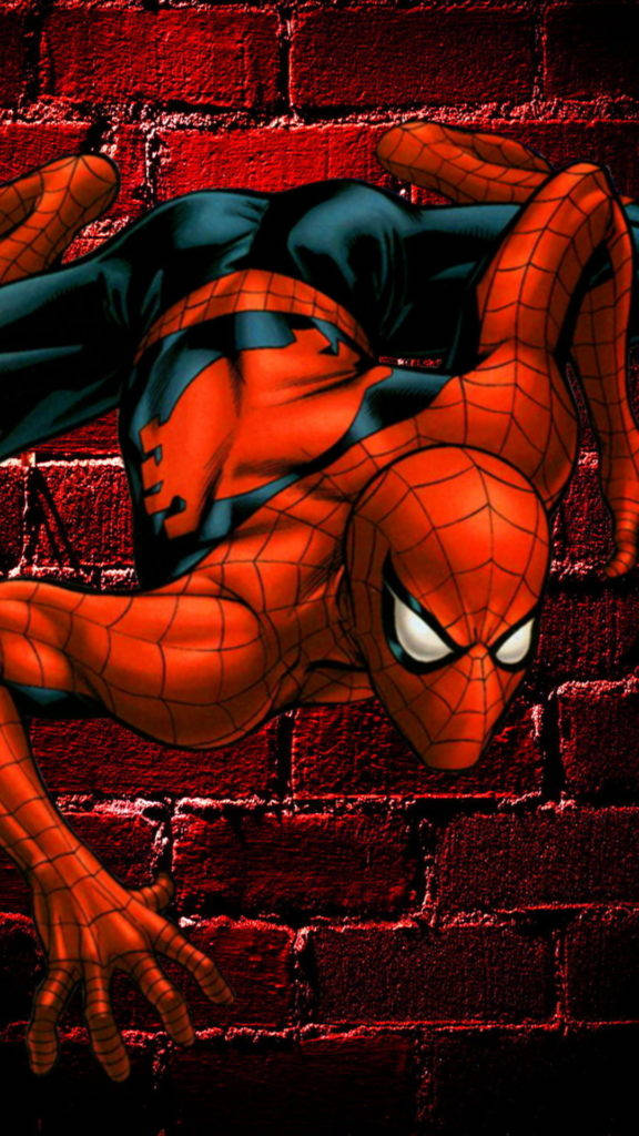 Spider Man Crawling Down Mobile Wallpaper