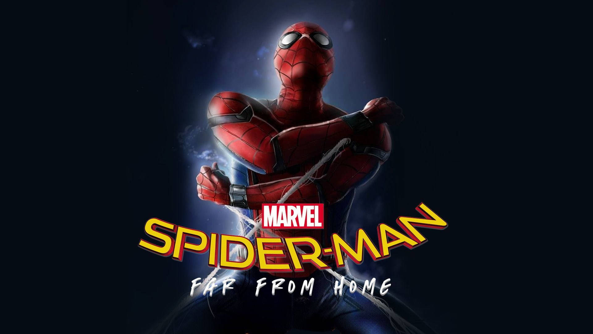 Spider Man Far From Home 2019 With Webs Background
