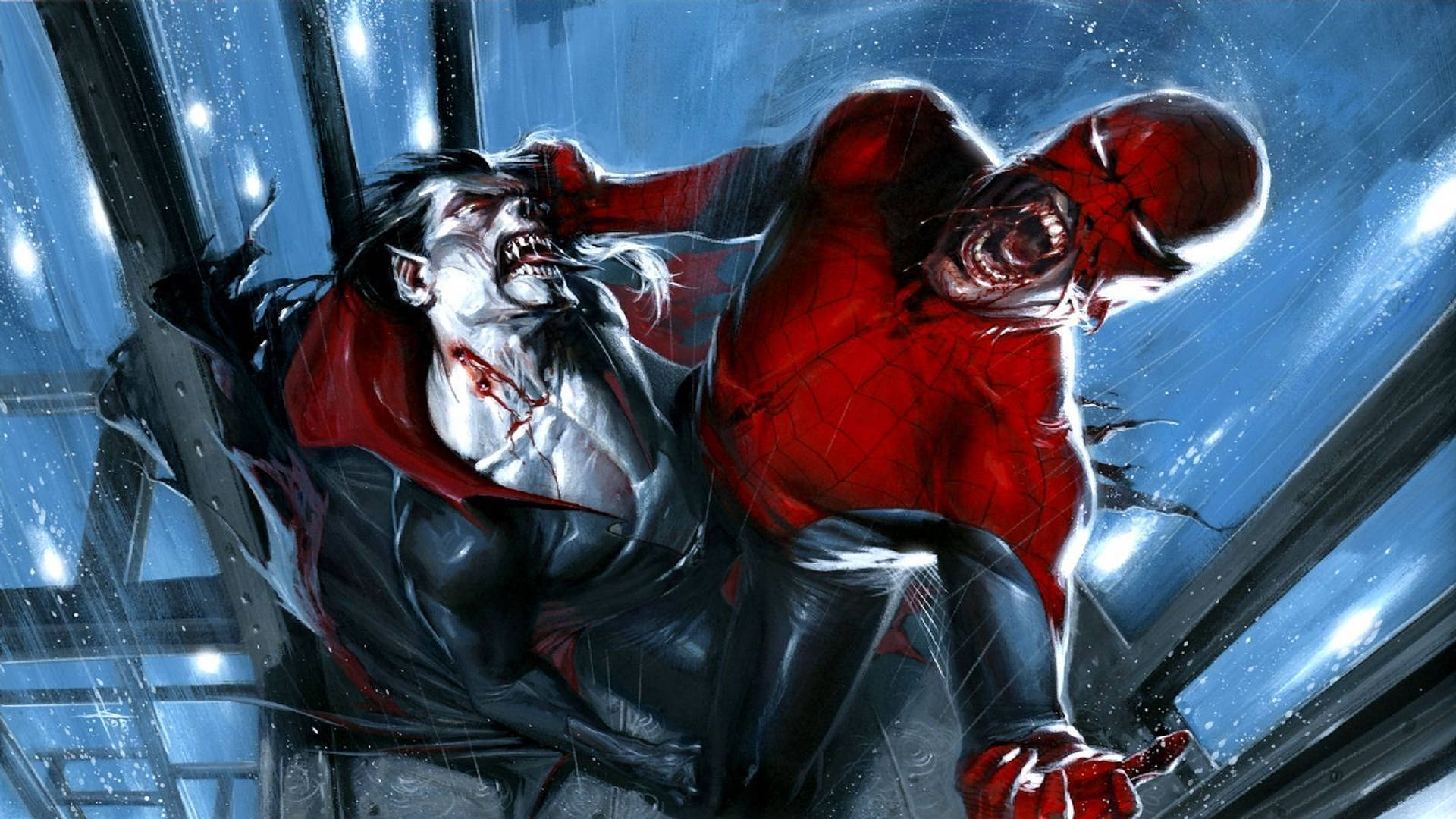 Spider-Man Fighting Morbius Wallpaper