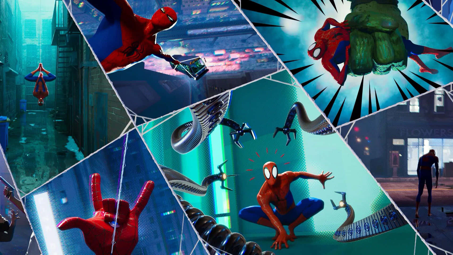Udforsk den spændende multivers med Spider Man i Spider-Man: Into the Spider-Verse 4K. Wallpaper