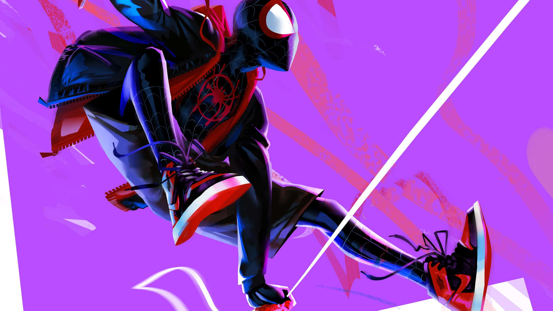 "Miles Morales in action in Spider Man: Into The Spider Verse 4K" Wallpaper
