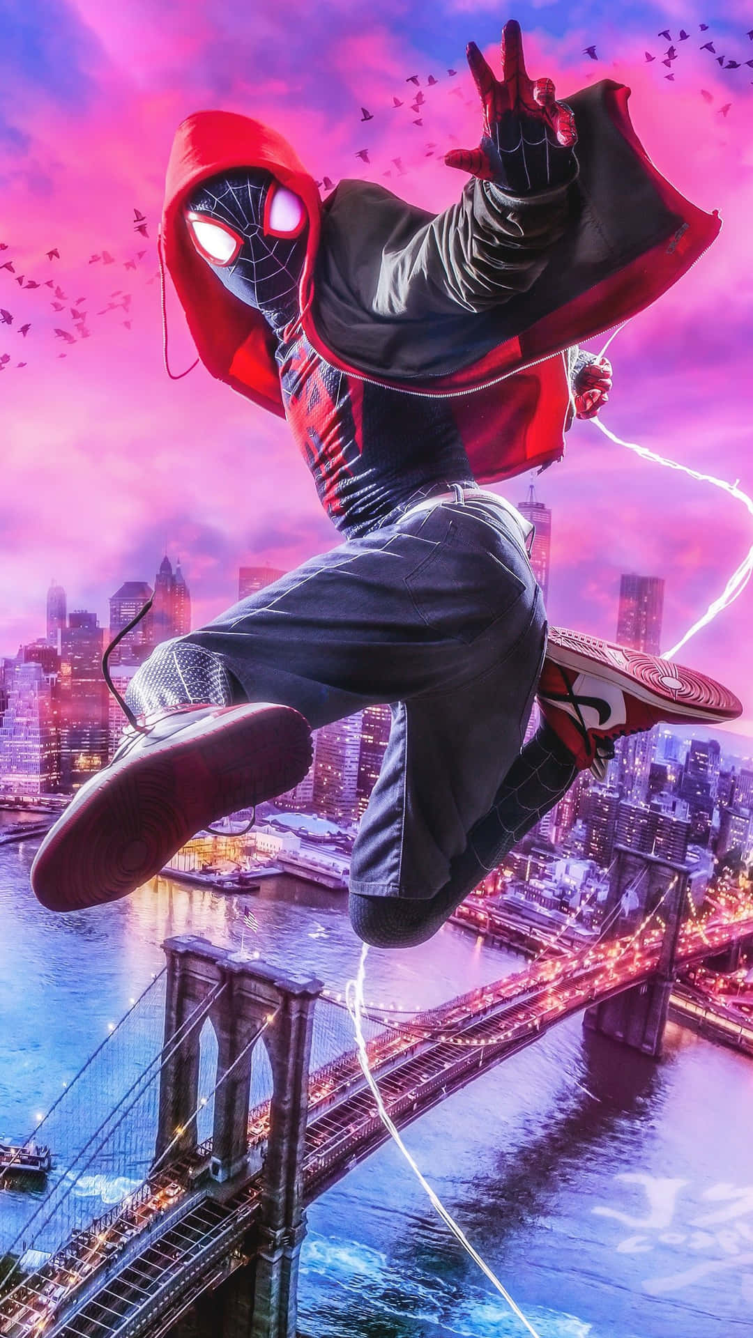 "Catch a Glimpse of Miles Morales in this Stunning 4K Spider Man Into the Spider Verse Wallpaper!" Wallpaper