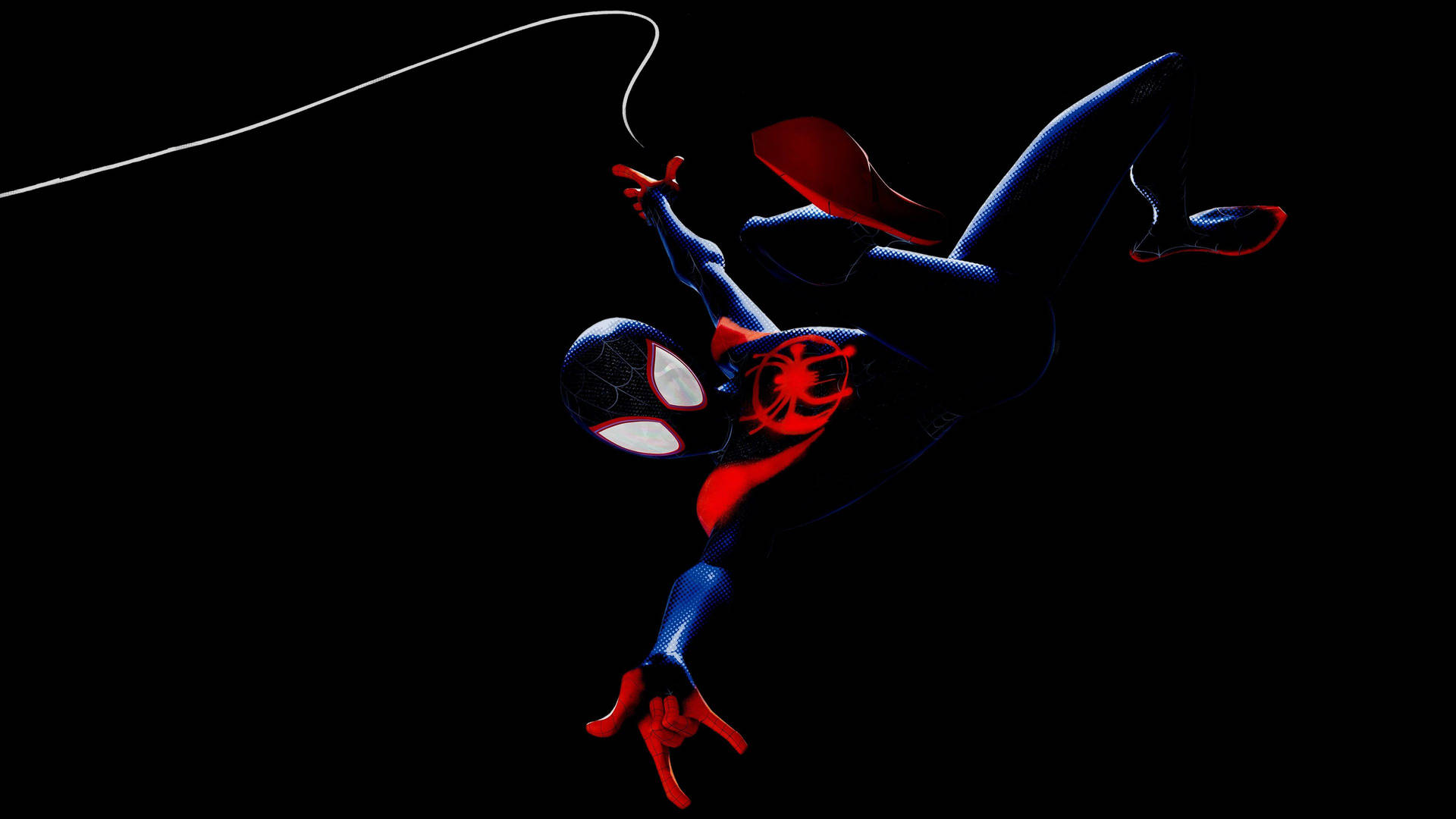 Spider Man Into The Spider Verse In Black Backdrop Background