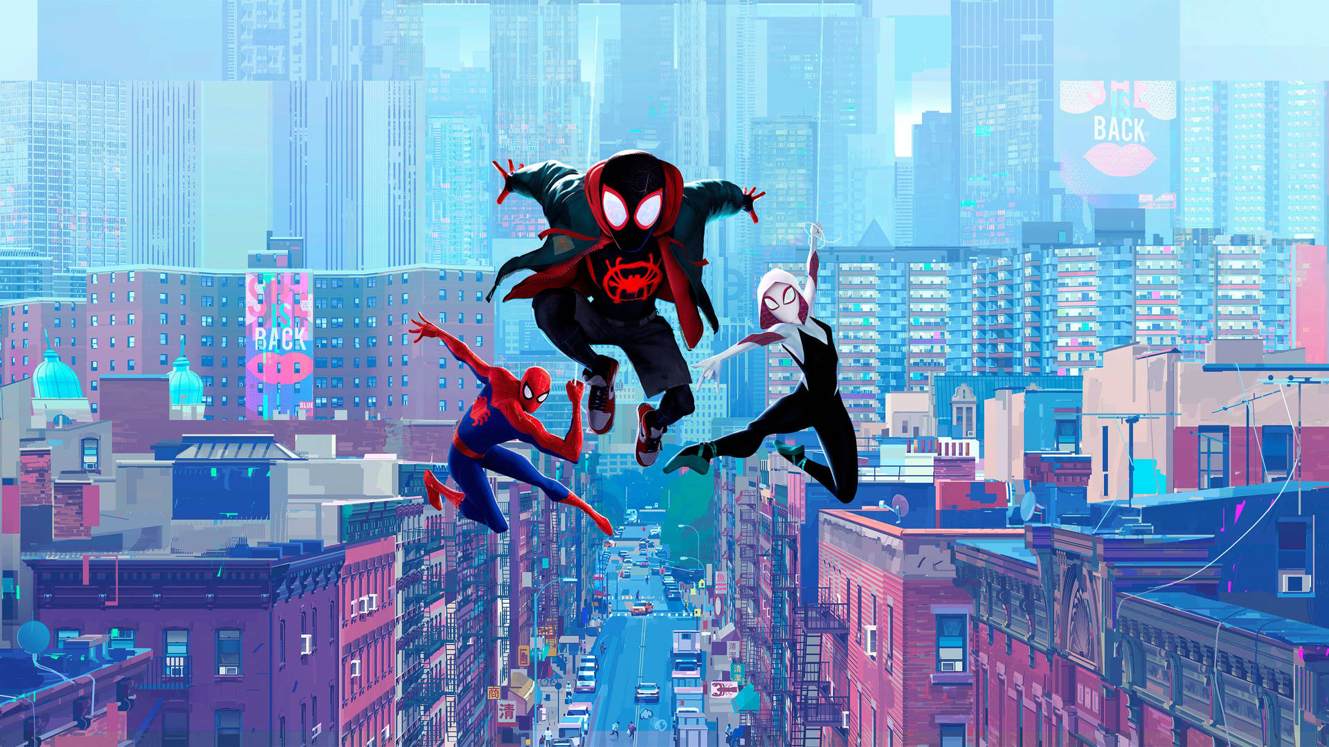 Spider Man Into The Spider Verse In Light Background Wallpaper