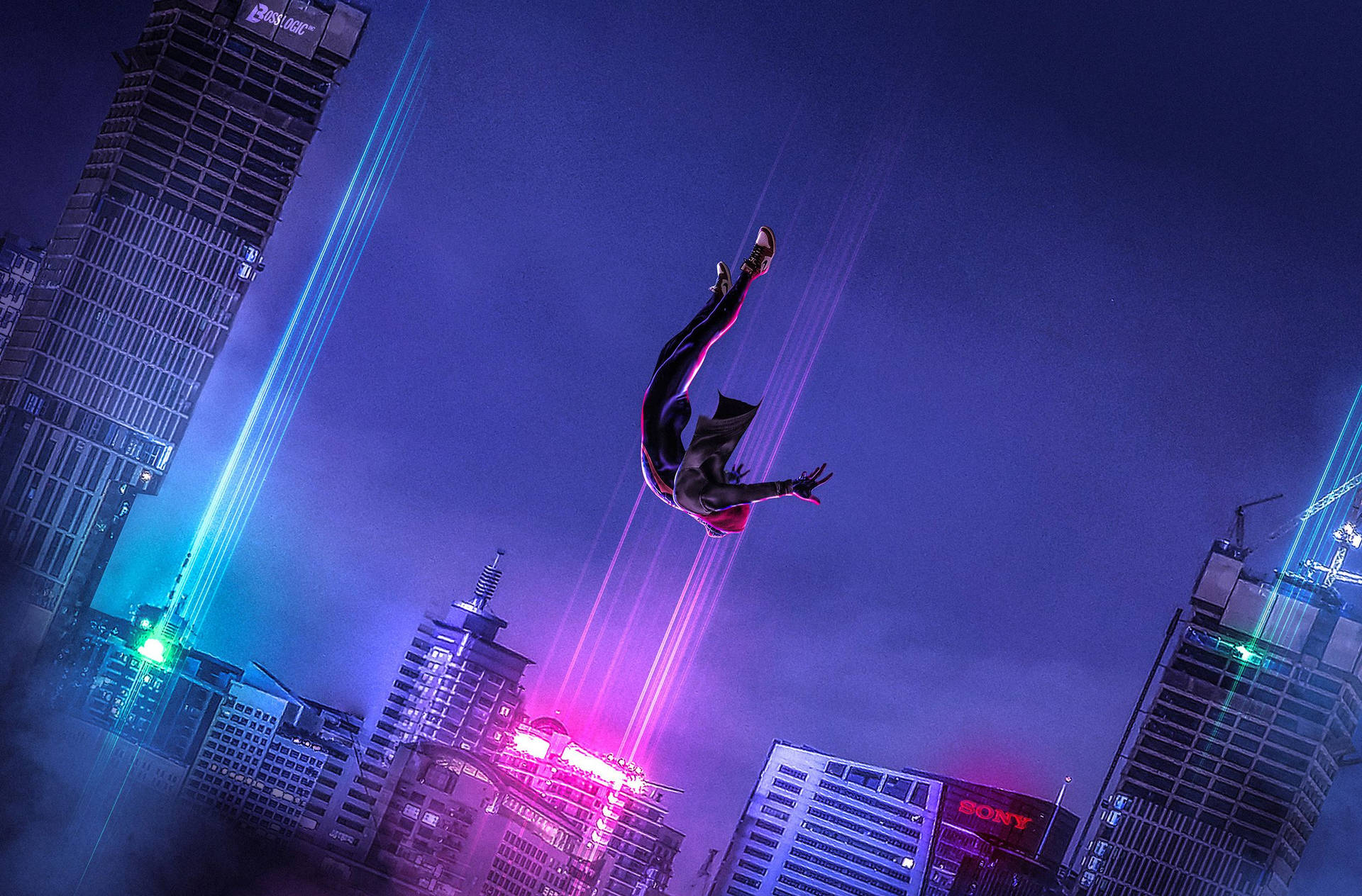 Spider Man Into The Spider Verse Pinkish-purple Background