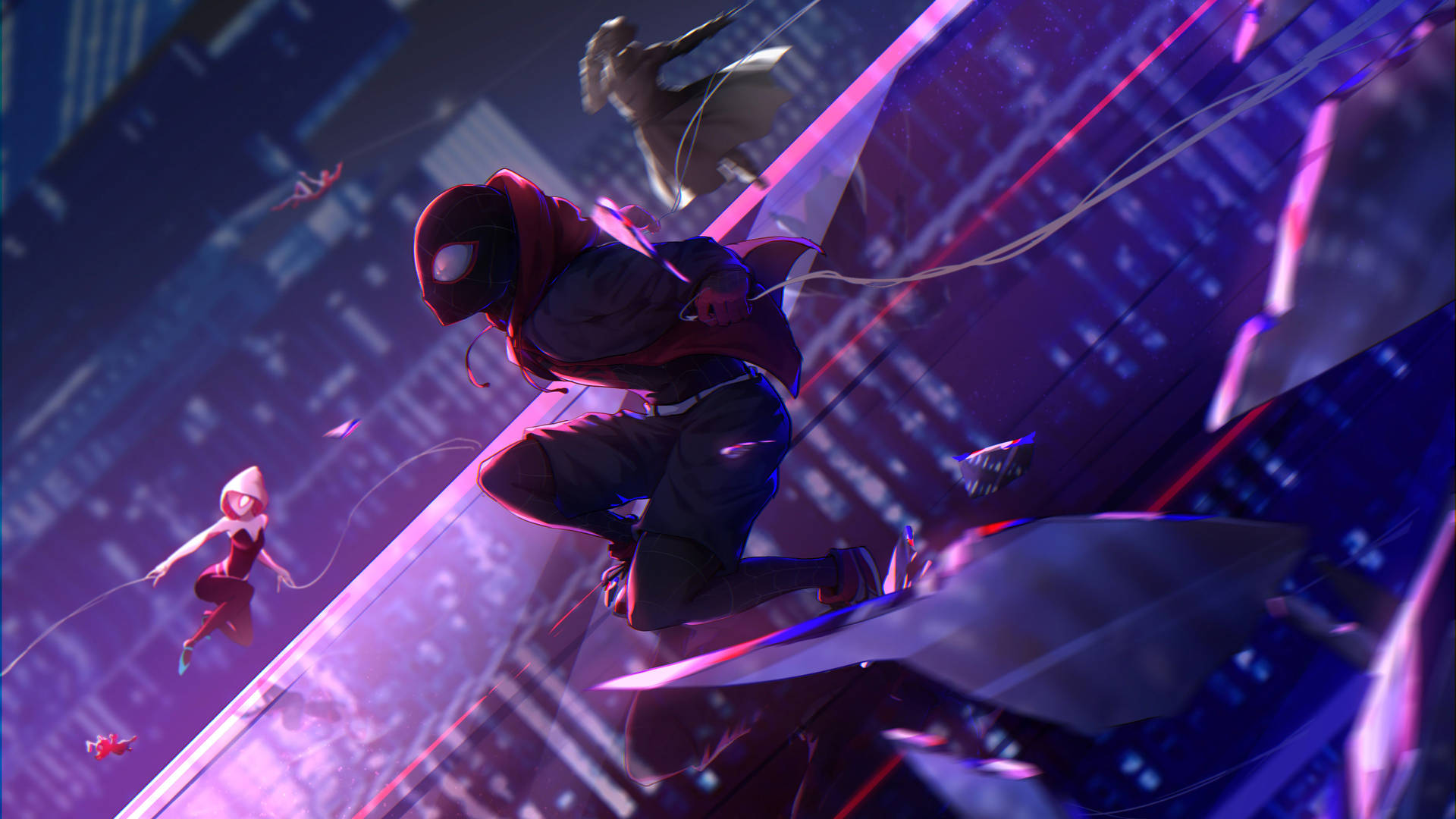 Vibrant Fanart Image of Spider-Man Into the Spider-Verse Wallpaper
