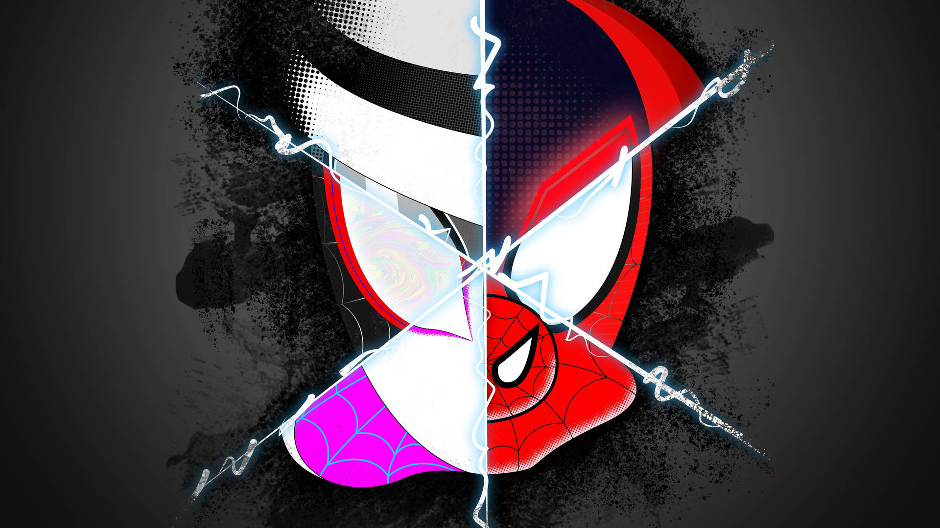 Spider Man Into The Spider Verse Spidermen Face Collage Background