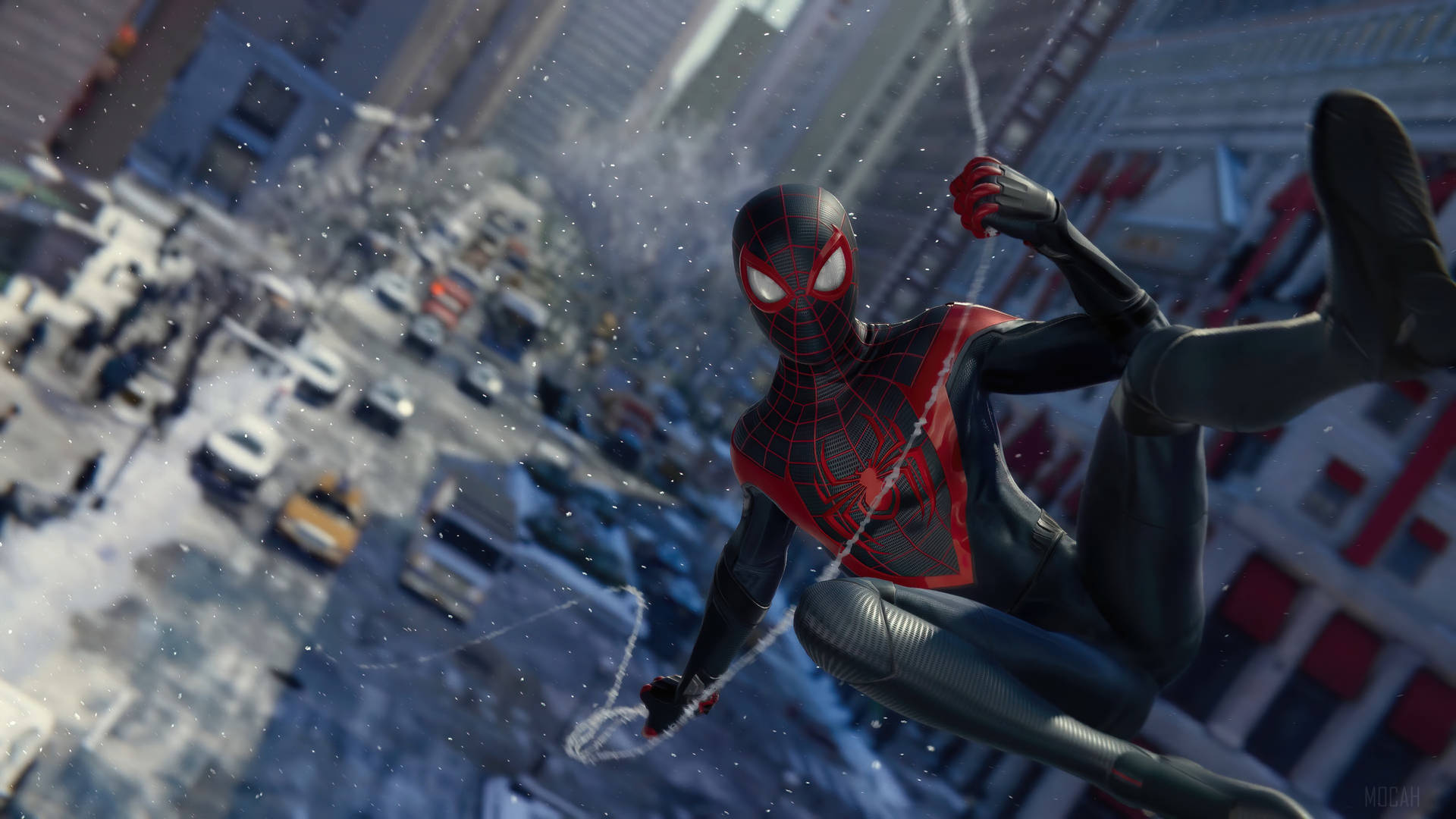 "Experience the thrilling new world of Spider-Man Miles Morales on the PS5!" Wallpaper