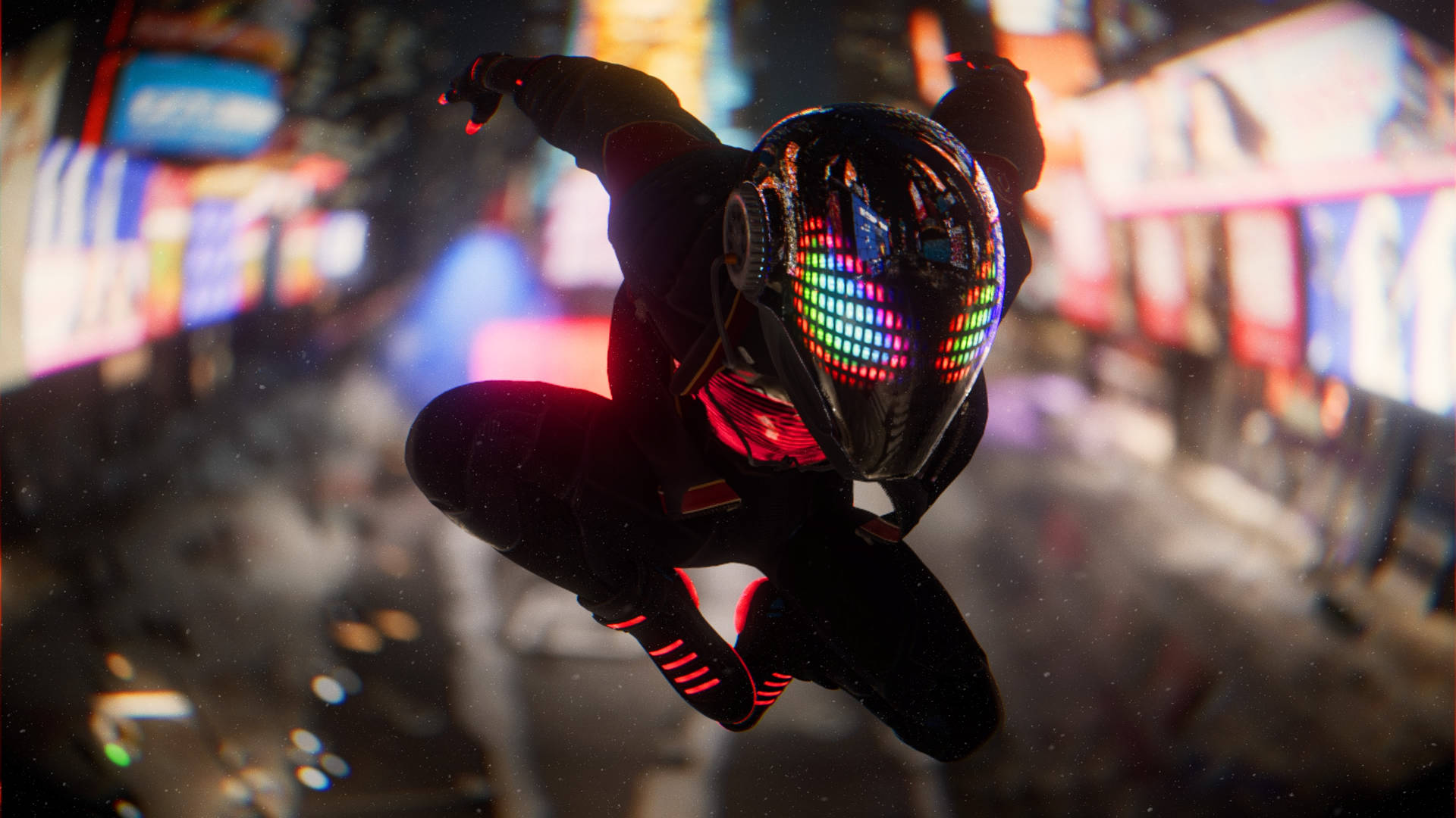 Spiderman Miles Morales In Posizione Accovacciata Su Ps5 Sfondo