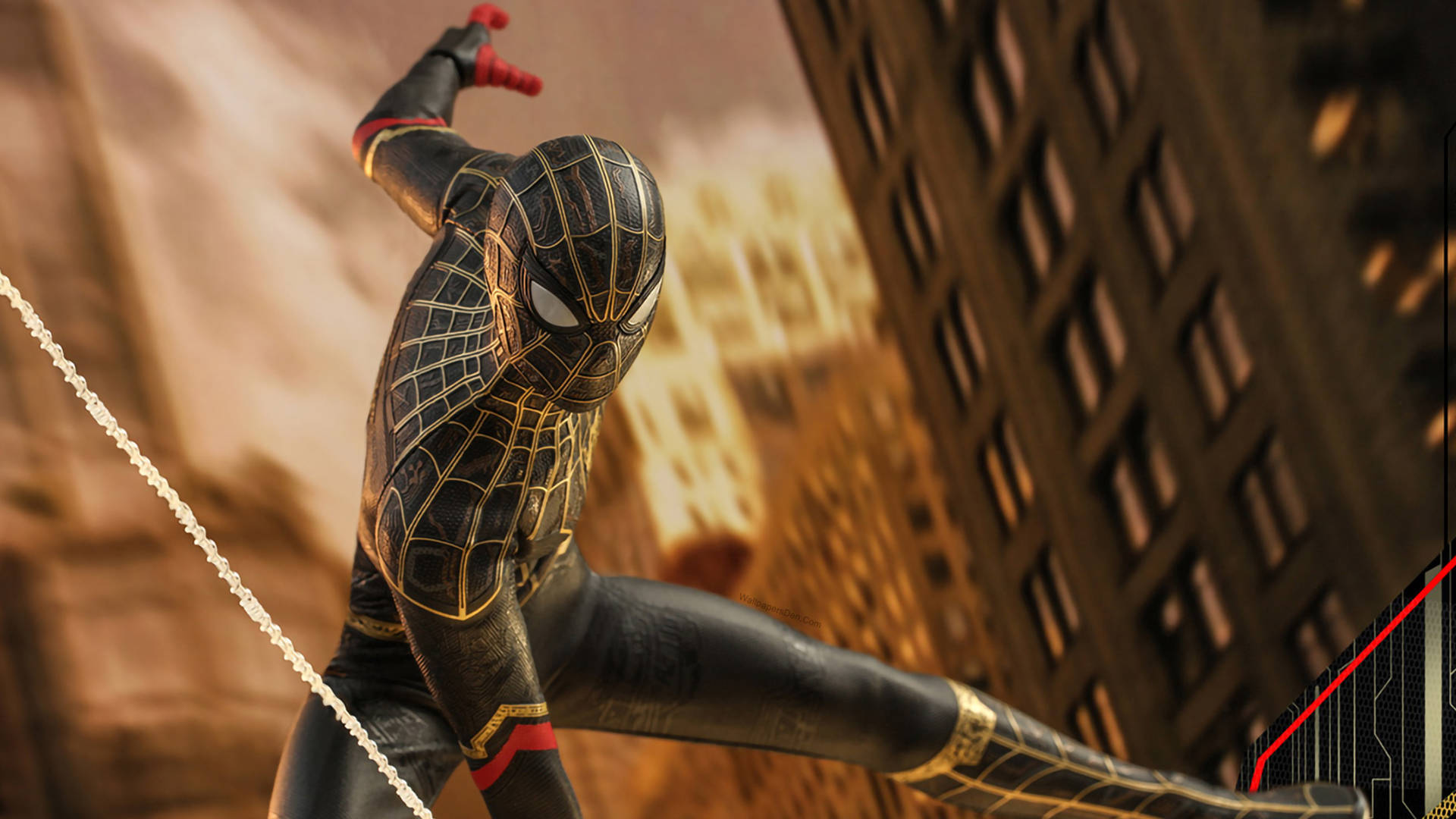 Spider Man No Way Home Black And Gold Suit Wallpaper
