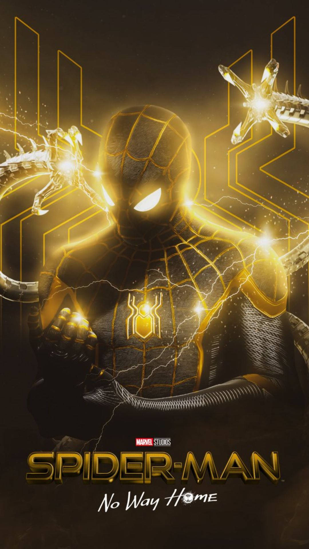 Spider Man No Way Home Gold Poster Wallpaper