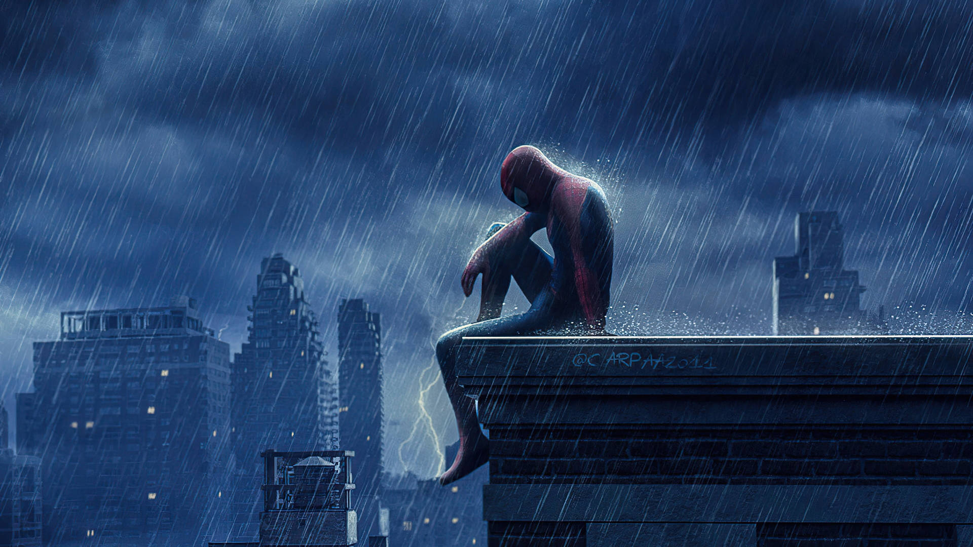 Spider-man On The Rooftop Sad 4k Background
