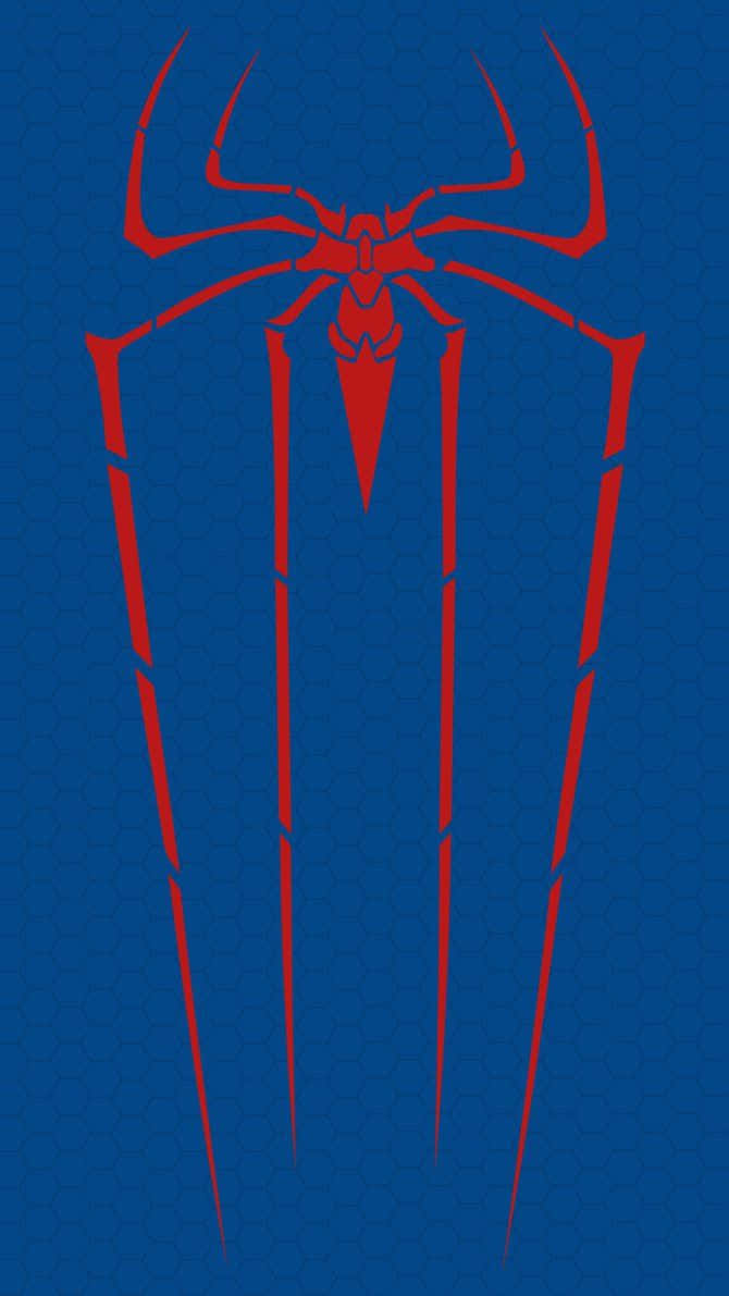 Spiderman Cellulare Logo Blu E Rosso Sfondo