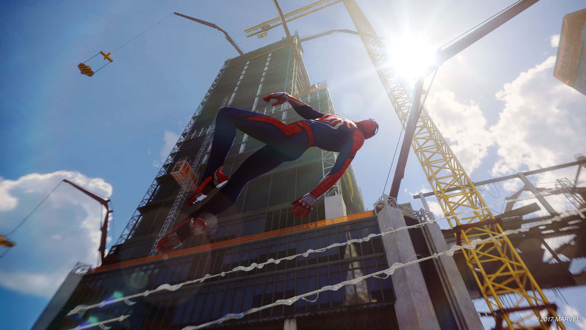 Spiderman Ps4 4k Videospiel Mit Gebäudesprüngen. Wallpaper