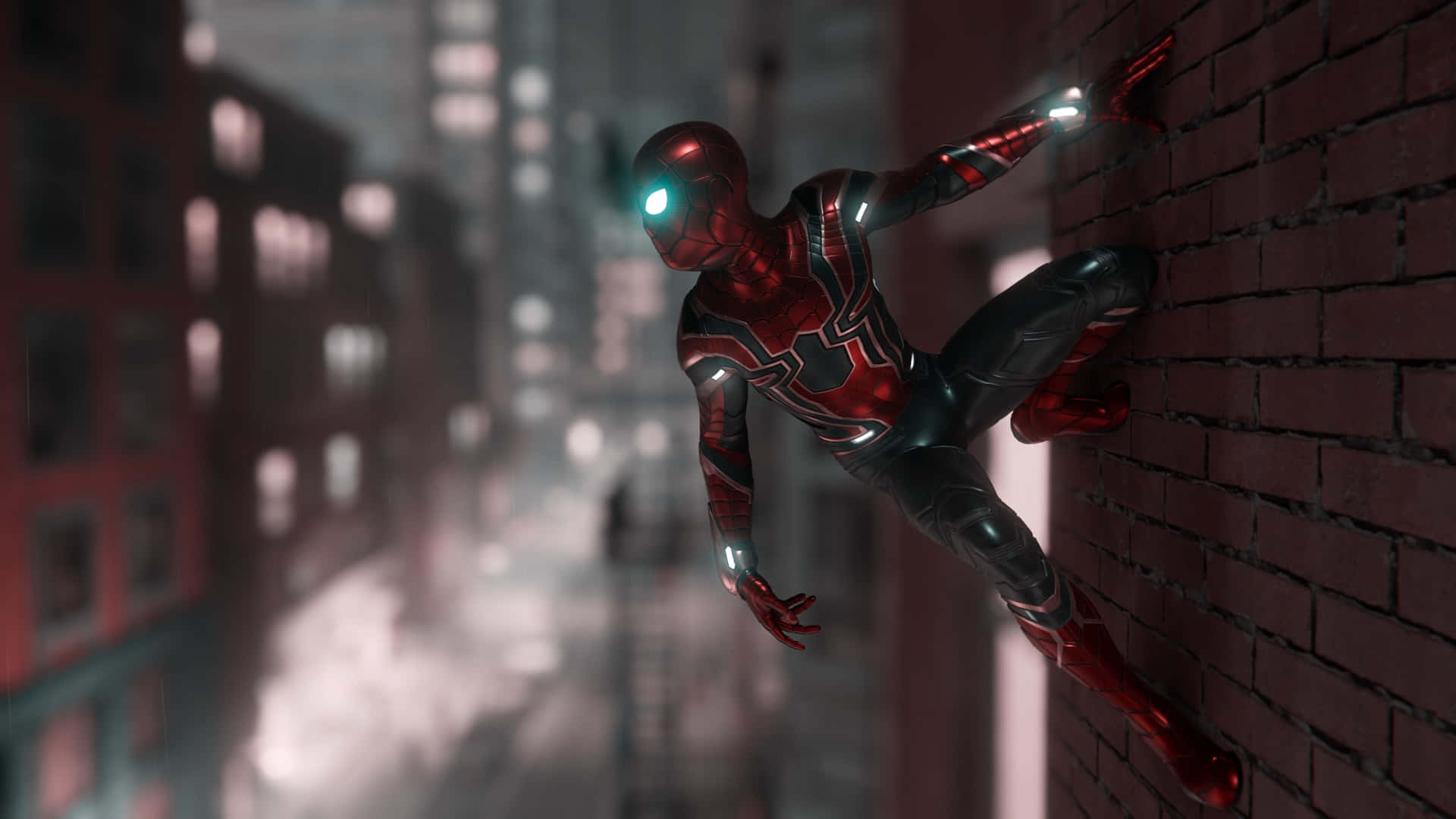 Fondosde Pantalla De Spider-man Ps4 En 4k, Colgado En Edificios. Fondo de pantalla