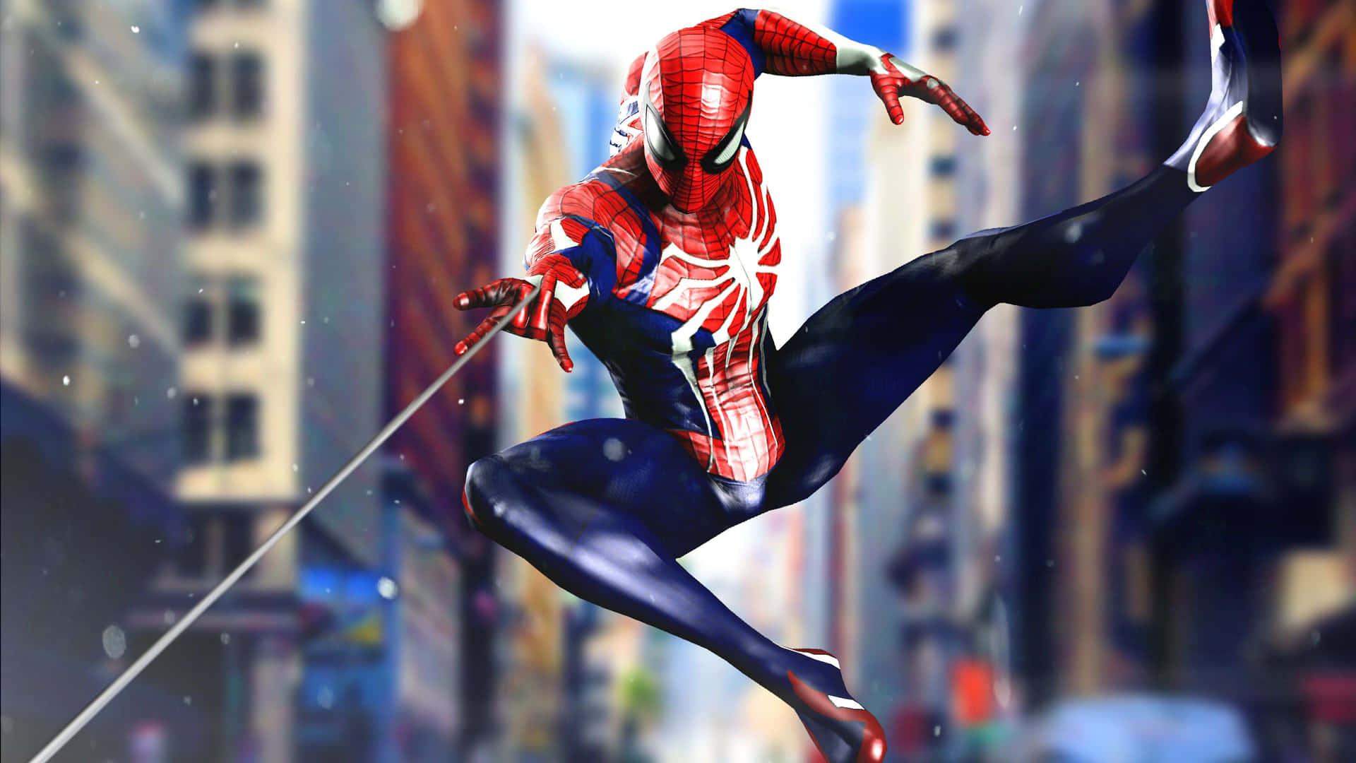 Spiderman Ps4 Saltando E Disparando Teias Em Prédios Em 4k. Papel de Parede