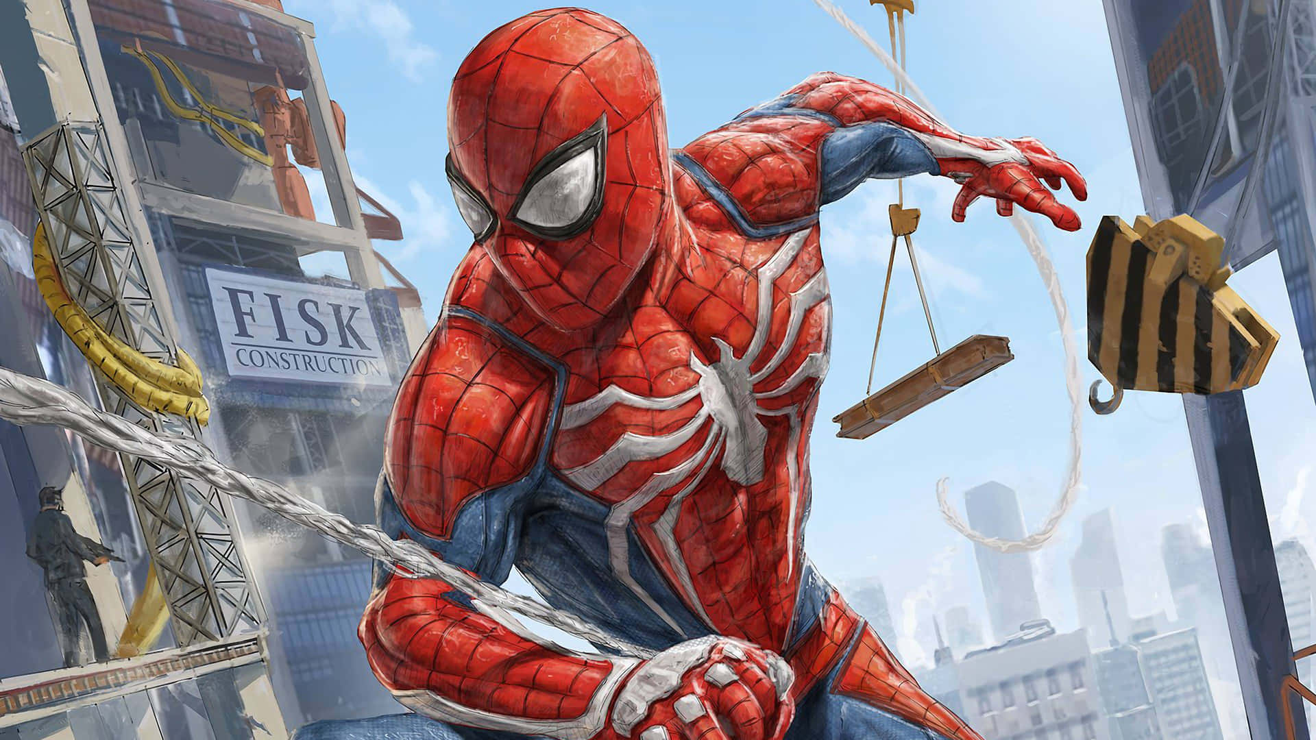 Download Spider Man Ps4 4k Cartoon Web Shooting Wallpaper 