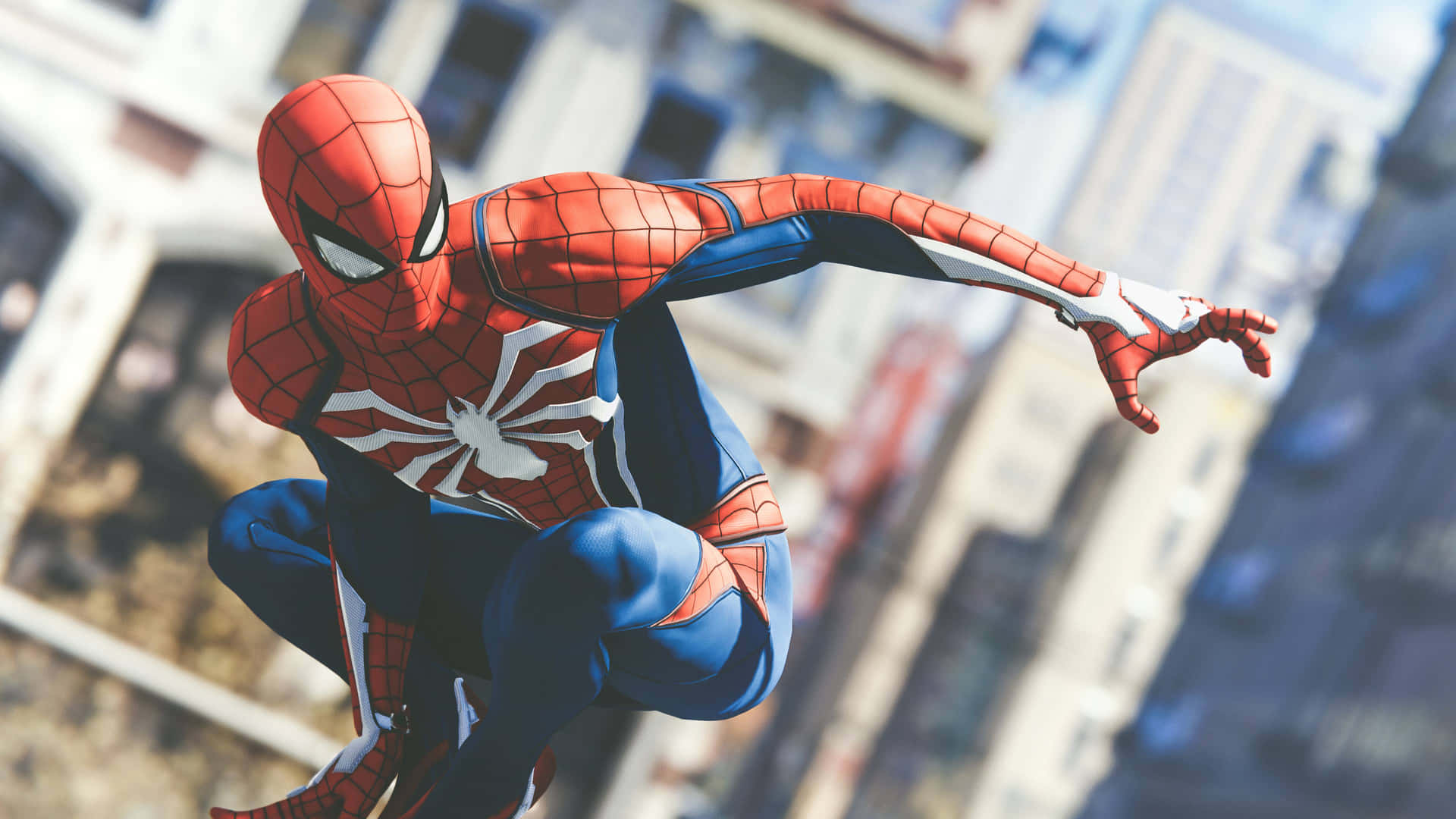 Spiderman Ps4 4k Con Spider Posando En Un Edificio Fondo de pantalla