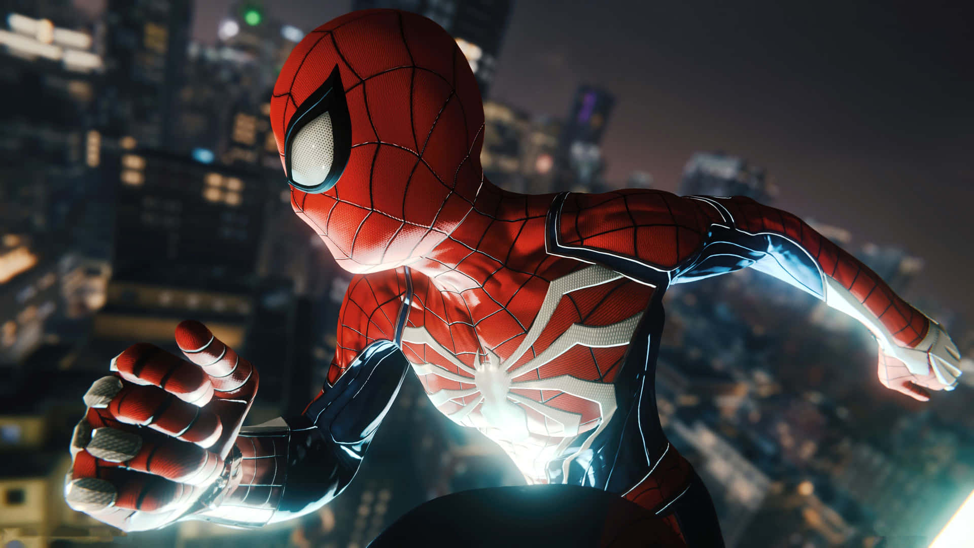 Spider Man Ps4 4k City Night Action Photography Wallpaper