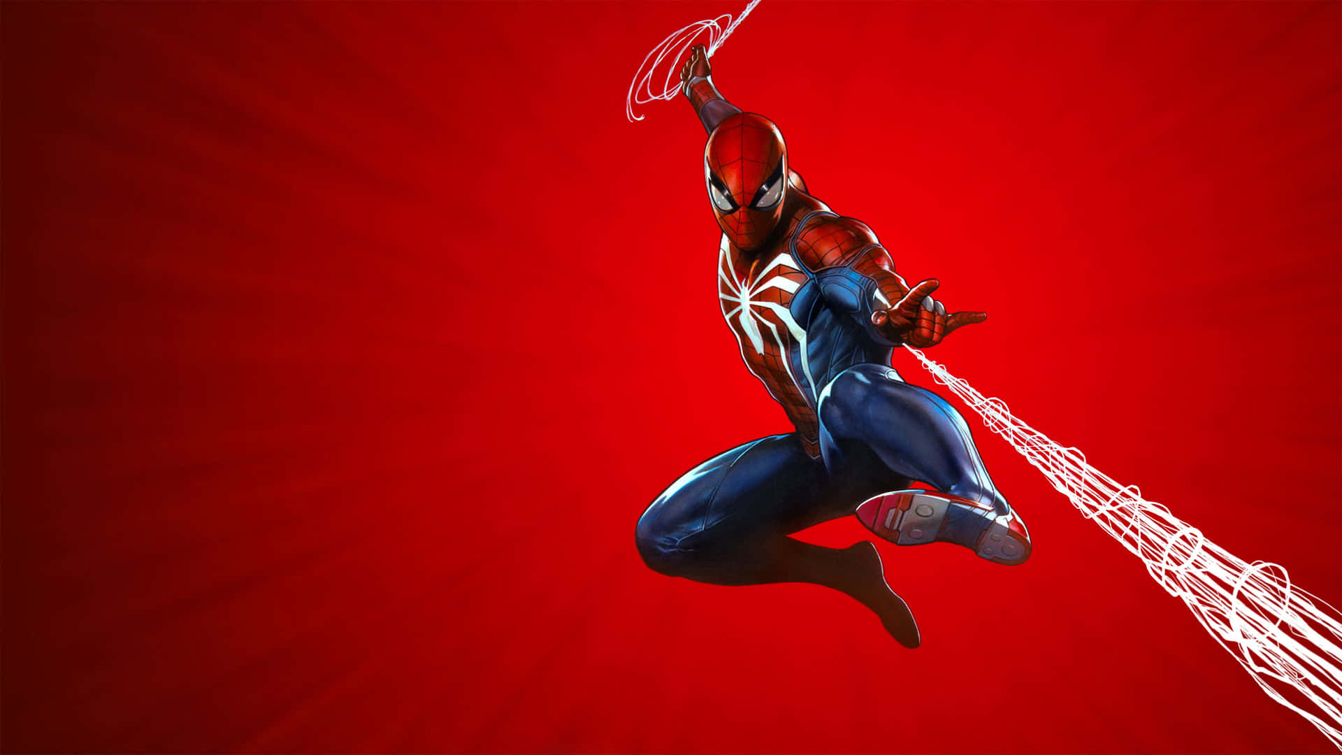 Spider Man Ps4 4k Spider Web Red Background Wallpaper