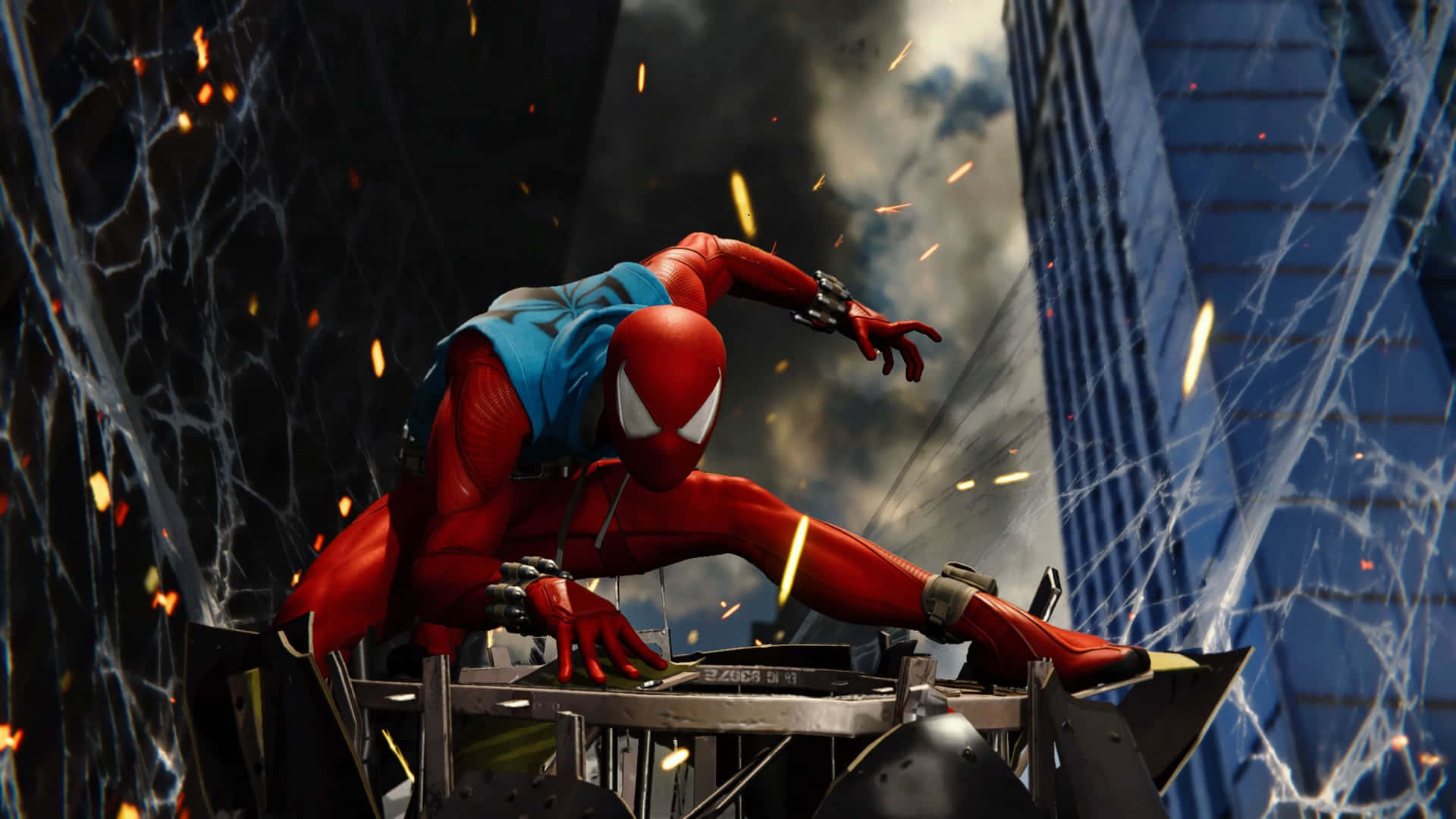 Spiderman Ps4 4k City Action - Spider Man Ps4 4k-stadshandling. Wallpaper