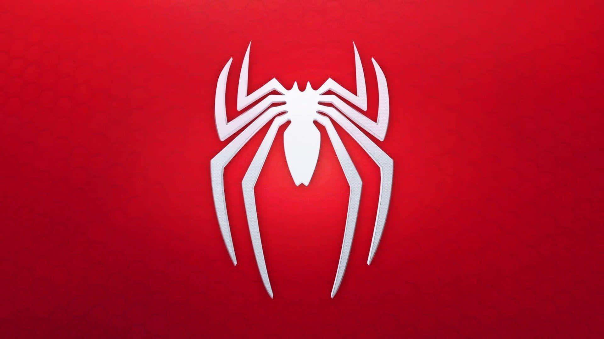Spiderman Ps4 4k Weißes Spinnenlogo Roter Hintergrund Wallpaper