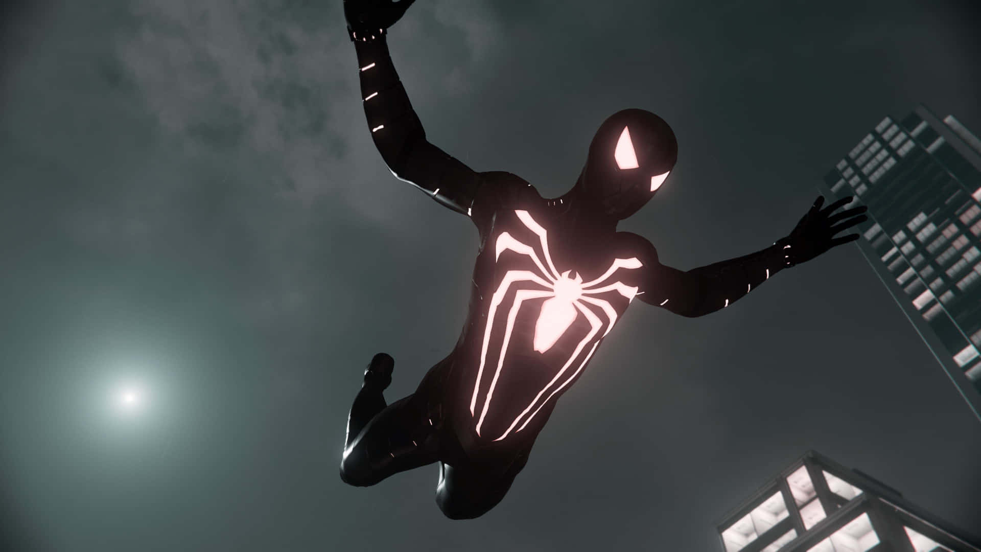 Spider Man Ps4 4K Venom Symbiote Nat Visning Tapet Wallpaper