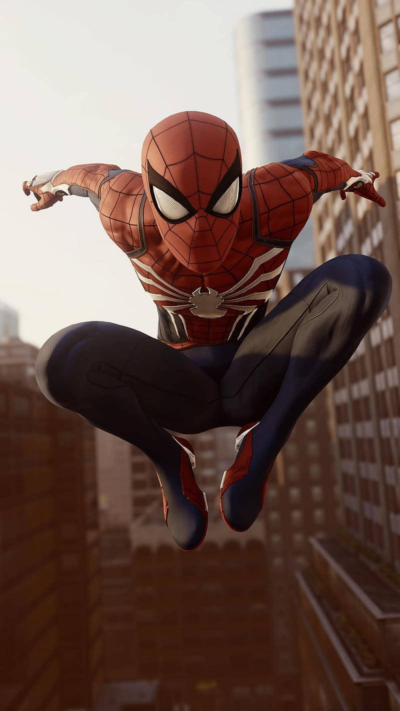 Spiderman Ps4 Fluttuante In Mezzo All'aria Sfondo