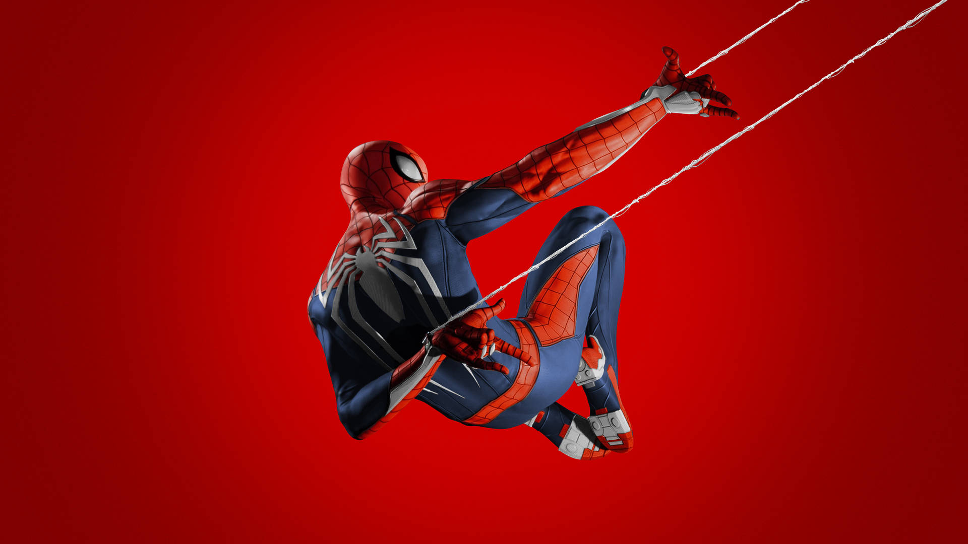 Spiderman Ps4 Colgando De Las Telarañas. Fondo de pantalla