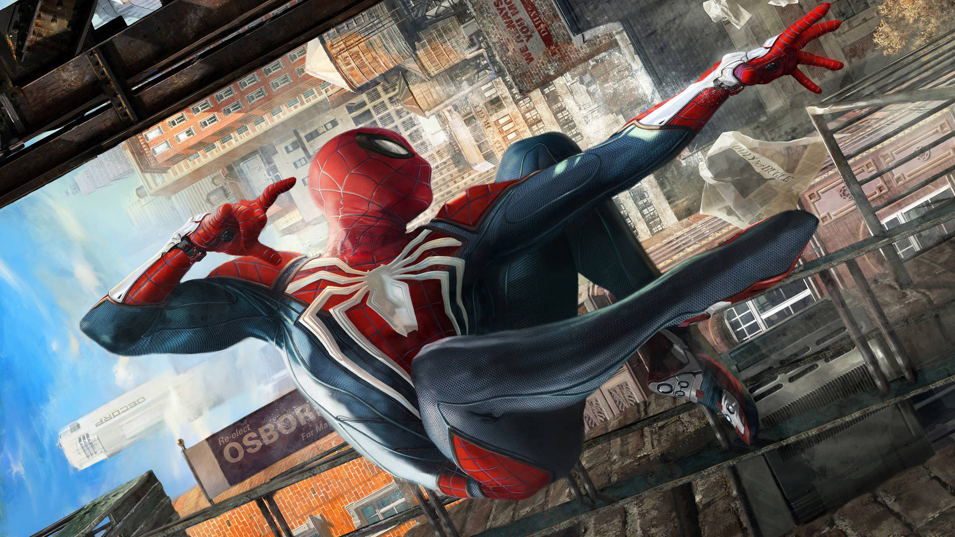 Spider Man Ps4 Mid-air Wallpaper