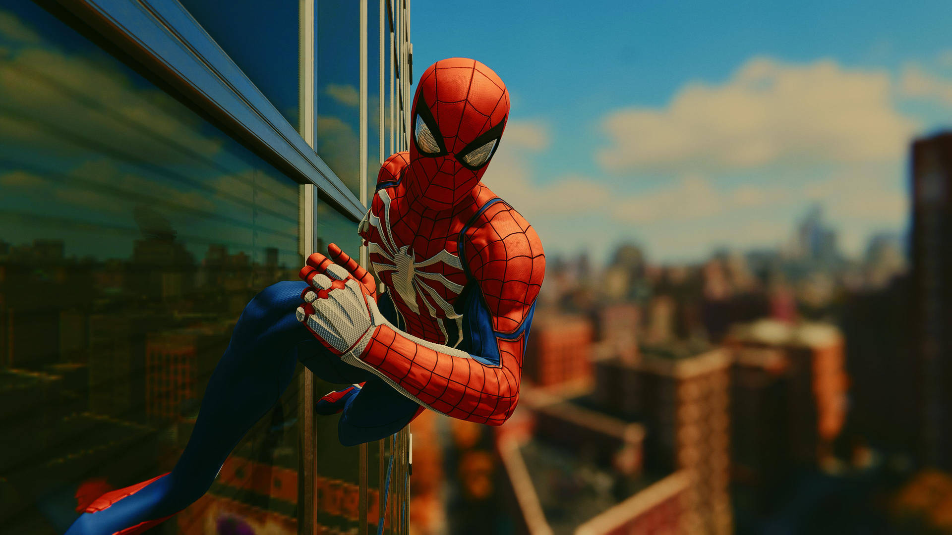 Spiderman Ps4 Che Corre Attraverso Un Edificio Sfondo
