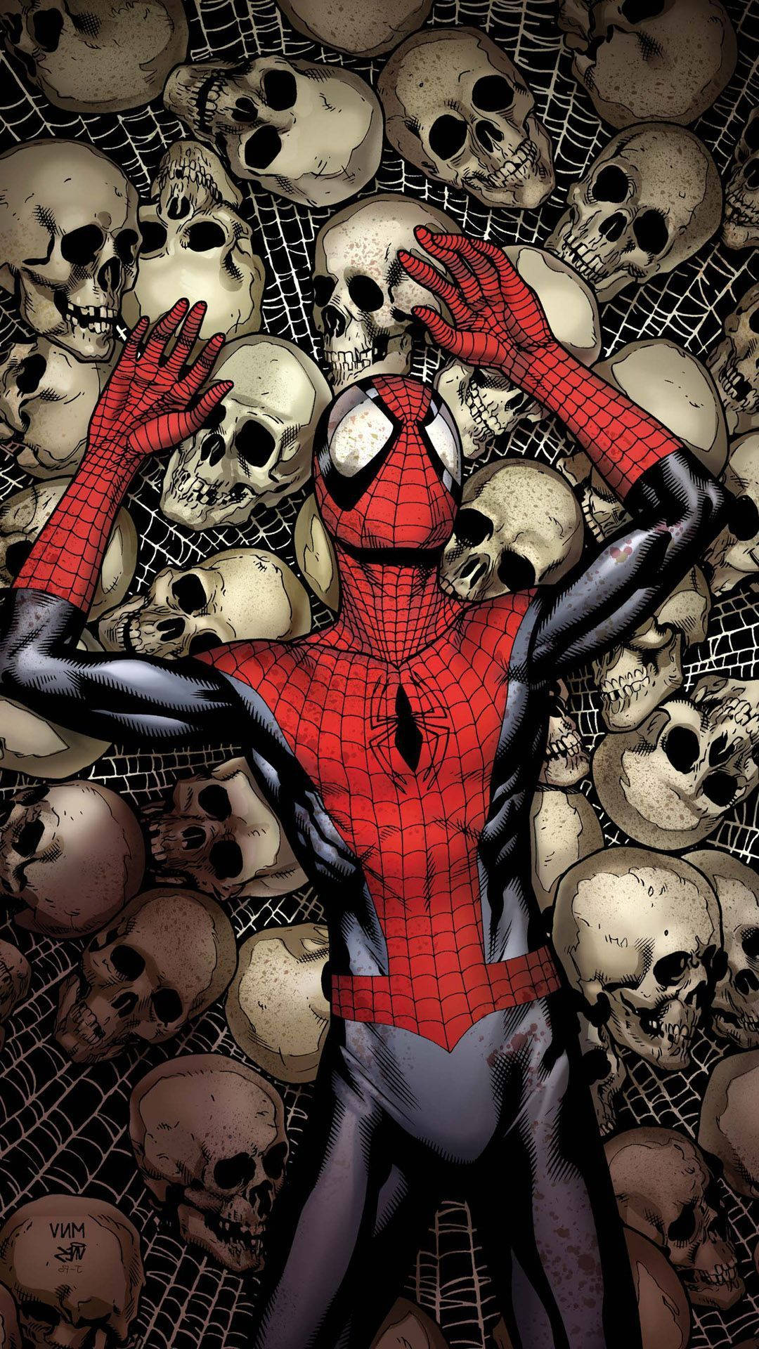 Spider Man Skull Pile Mobile Wallpaper