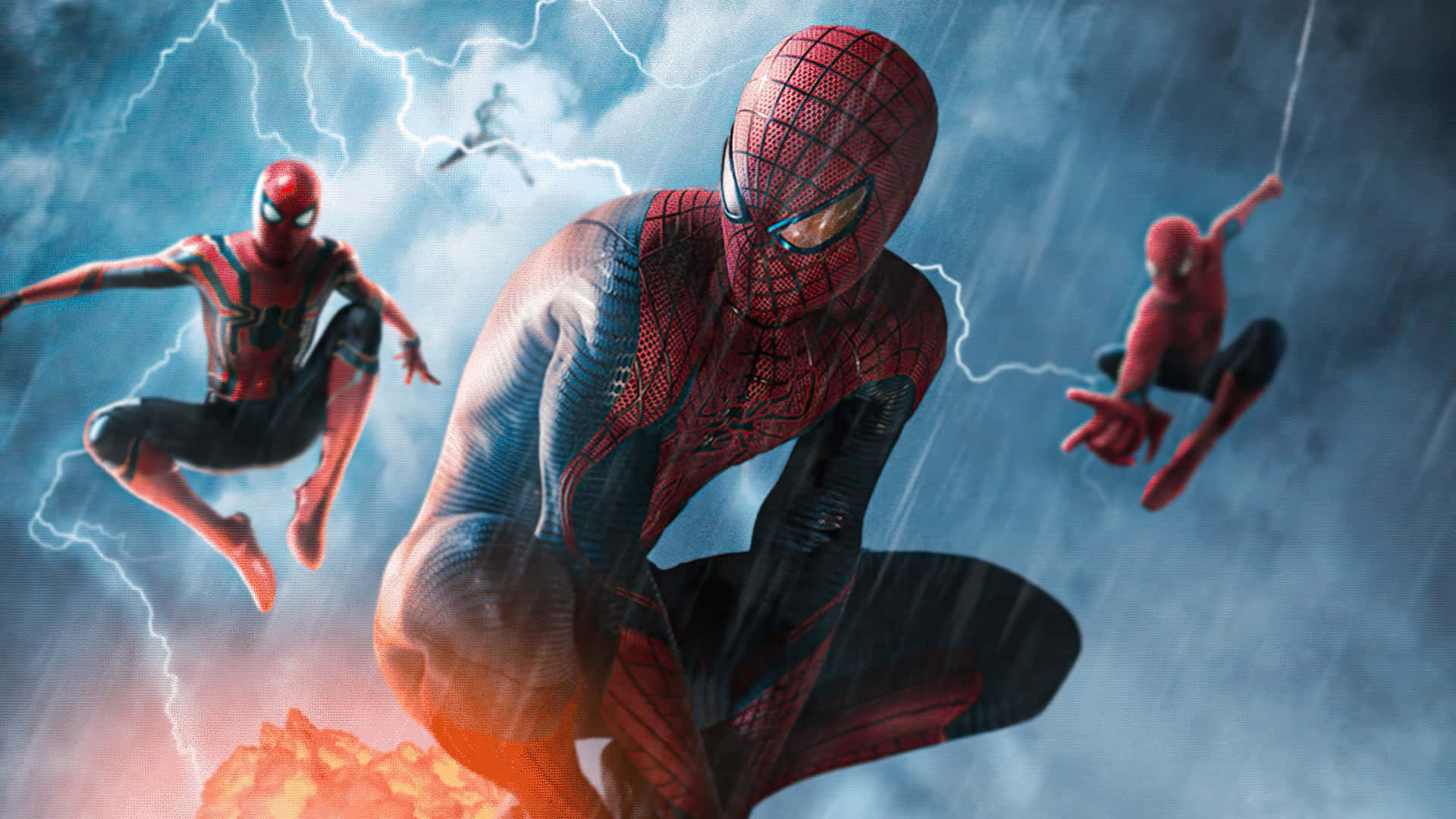 Spider Man Trilogy Three In The Rain Wallpaper