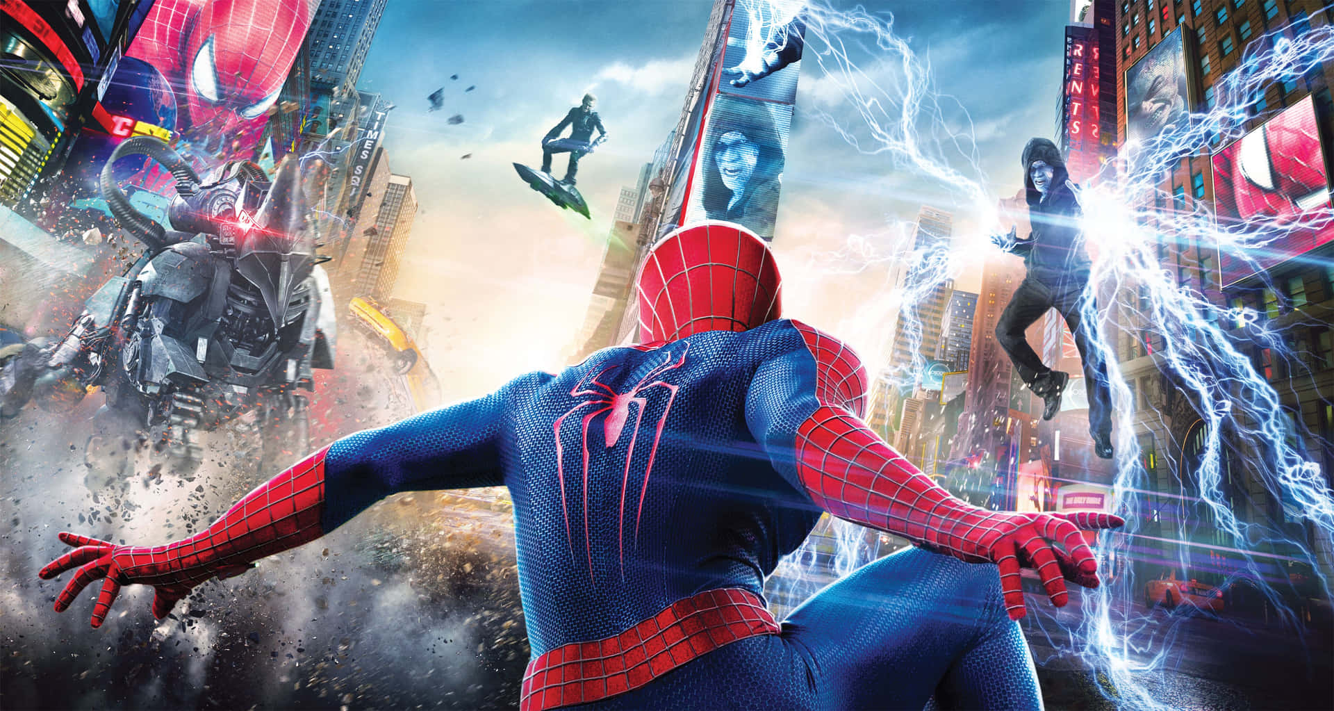 Spider Man Trilogy Fighting Electro Green Goblin Wallpaper