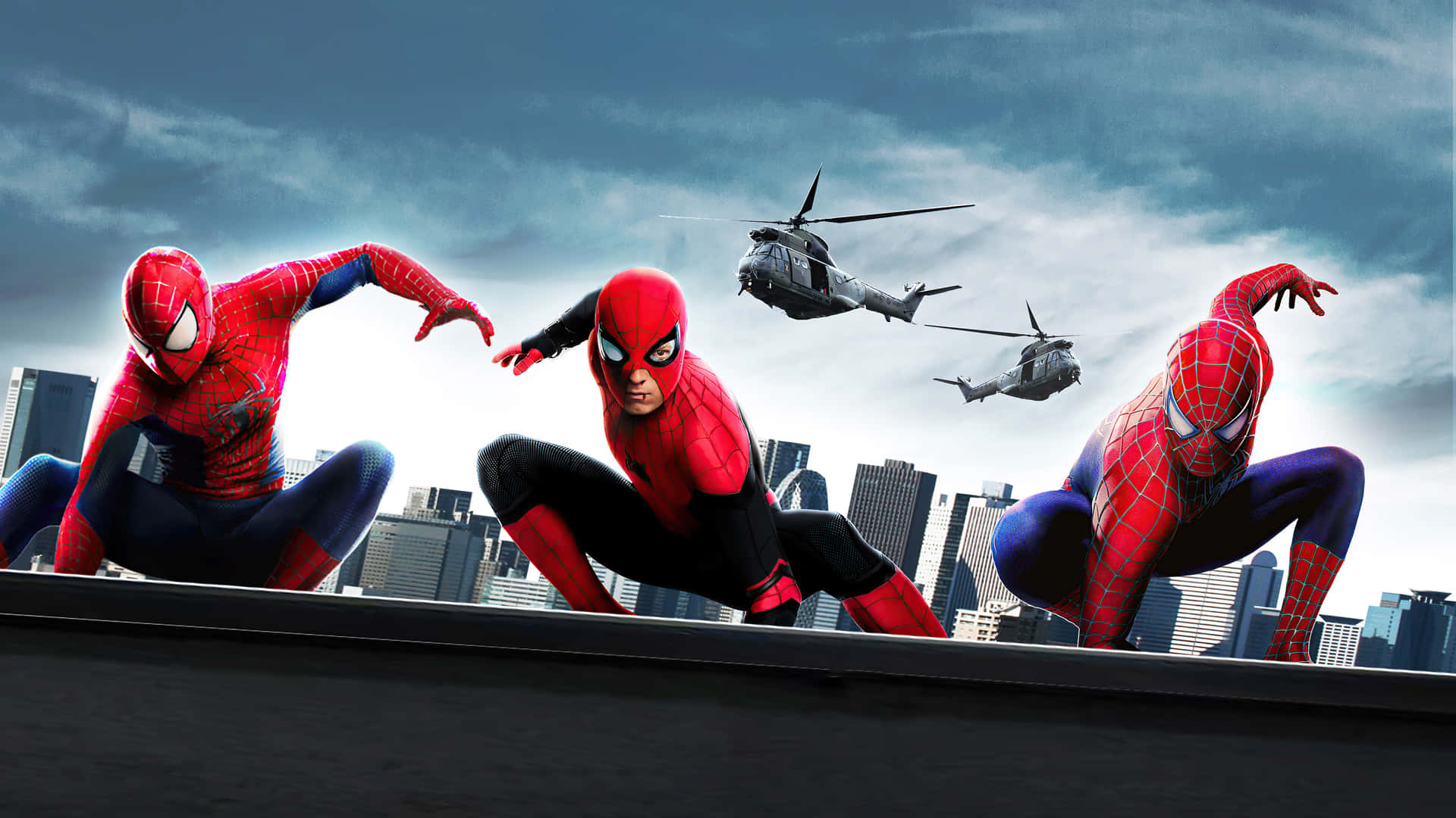 Spider Man Trilogy Helicopters Behind Wallpaper